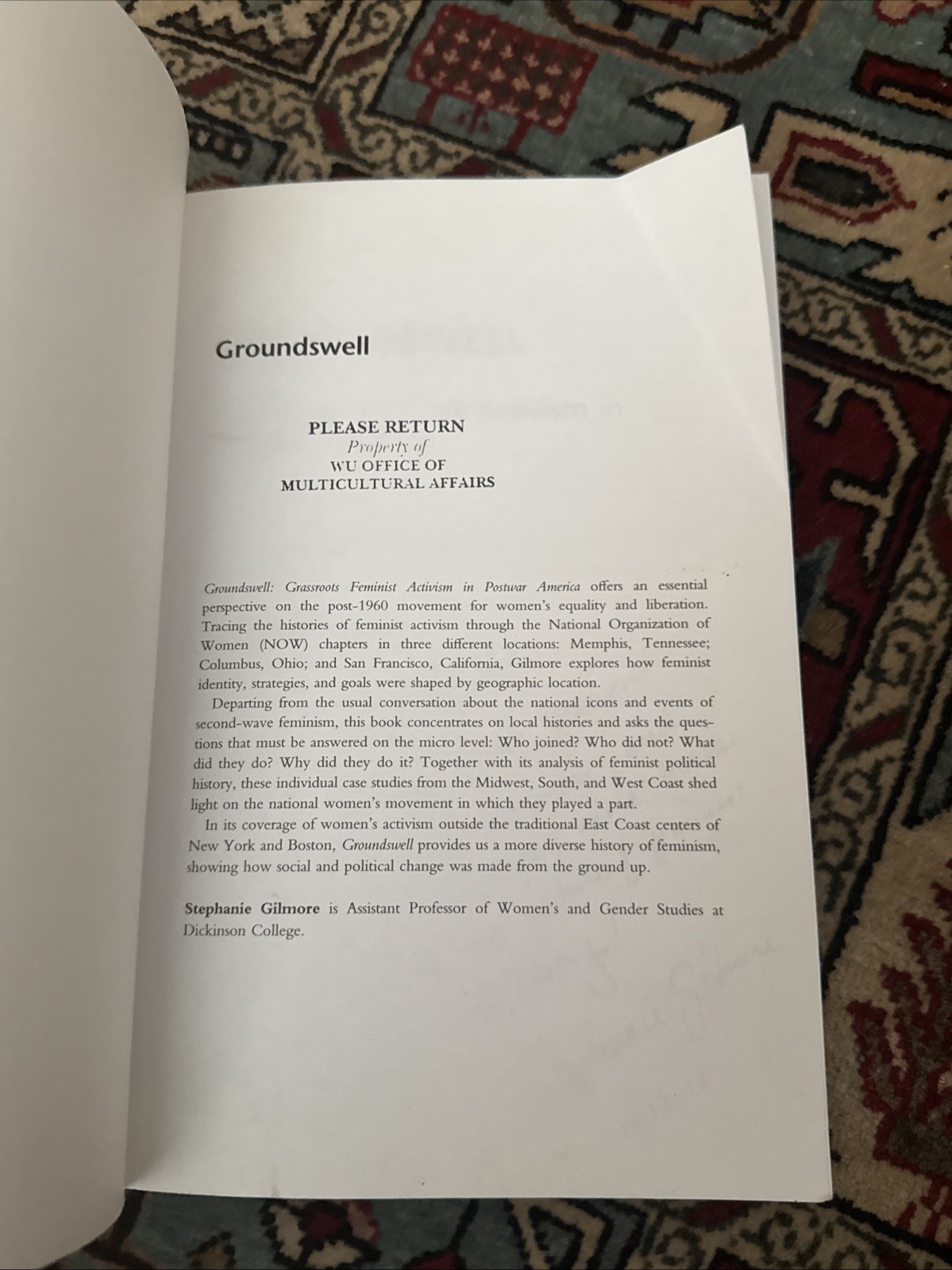 Groundswell: Grassroots Feminist Activism in Postwar America by Gilmore Signed