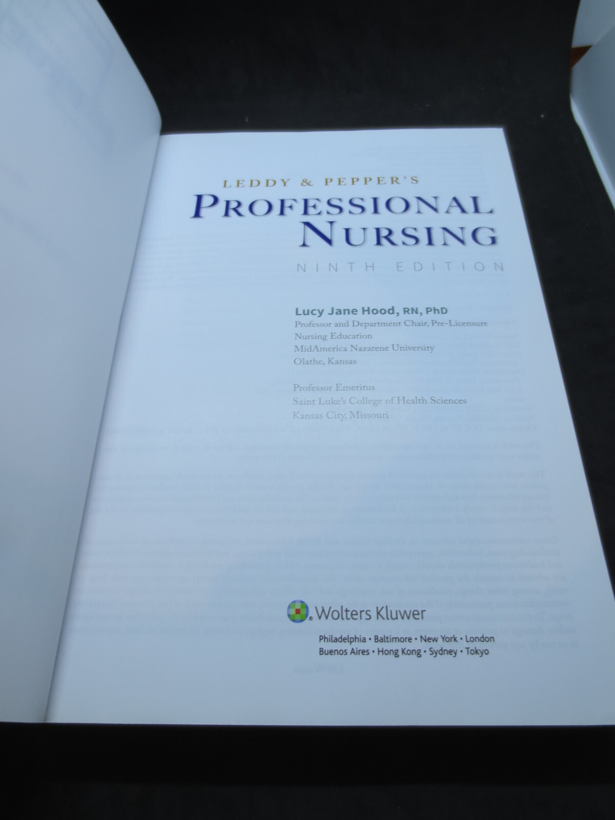 Leddy & Pepper’s Professional Nursing Ninth Edition by Lucy Hood 2017 Paperback