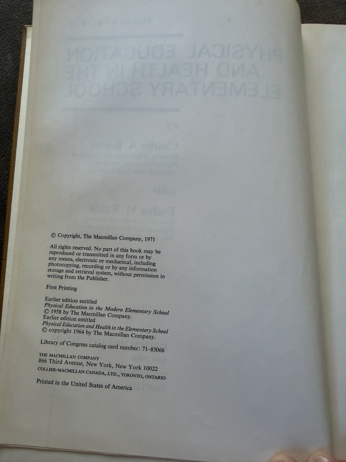 Physical Education and Health In The Elementary School – 1971 Hardcover