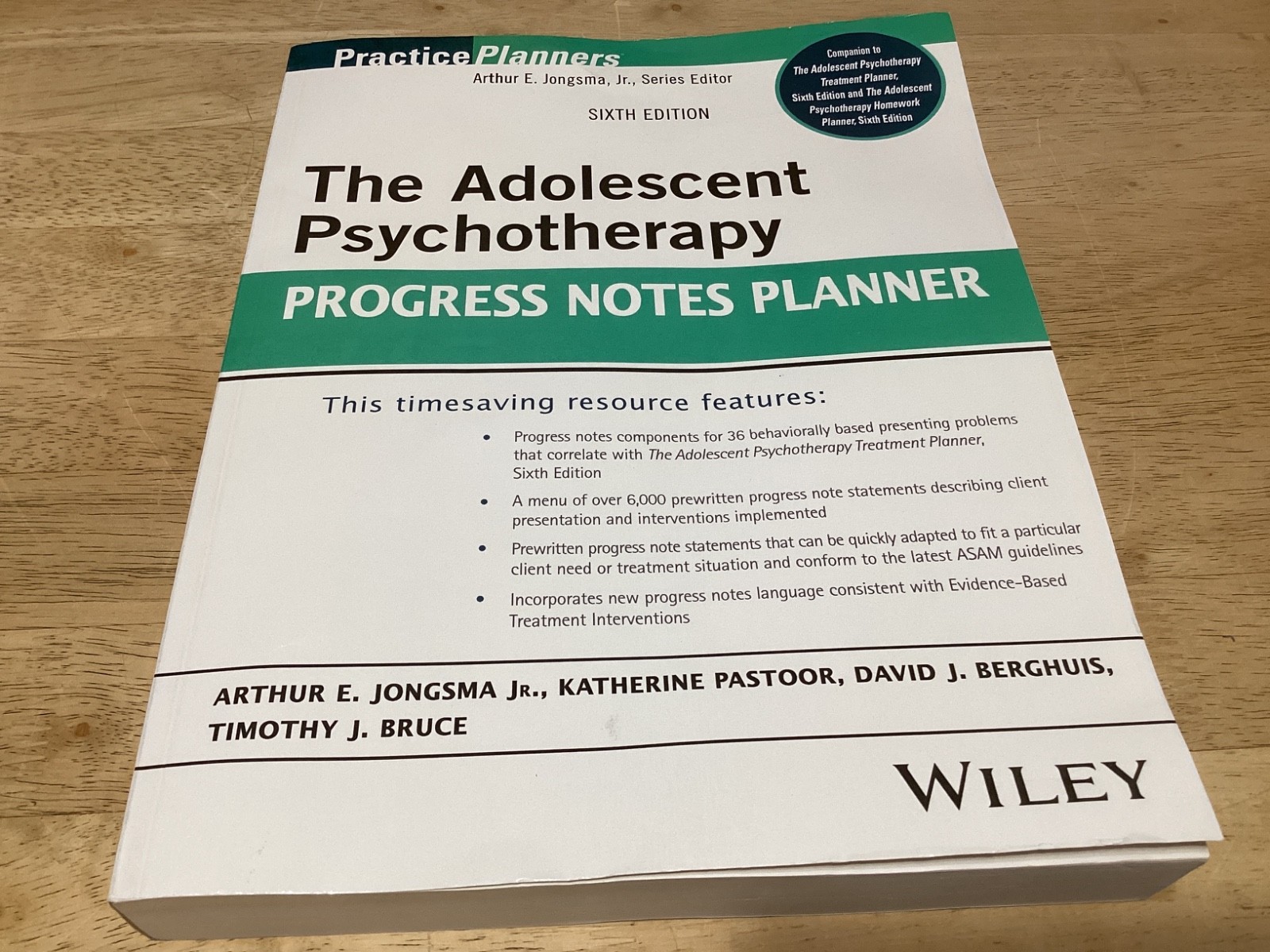 SIXTH edition. The Adolescent Psychotherapy Progress Notes Planner. 6th