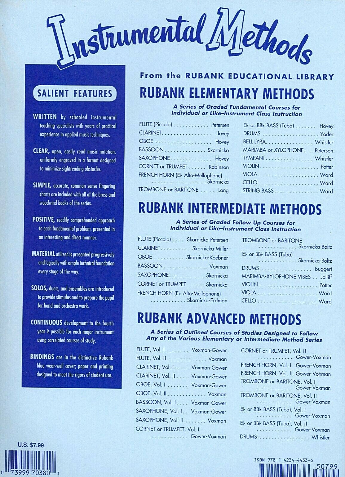 Rubank Advance Method Saxophone, Volume 2, by Gower & Voxman, 80 pages.