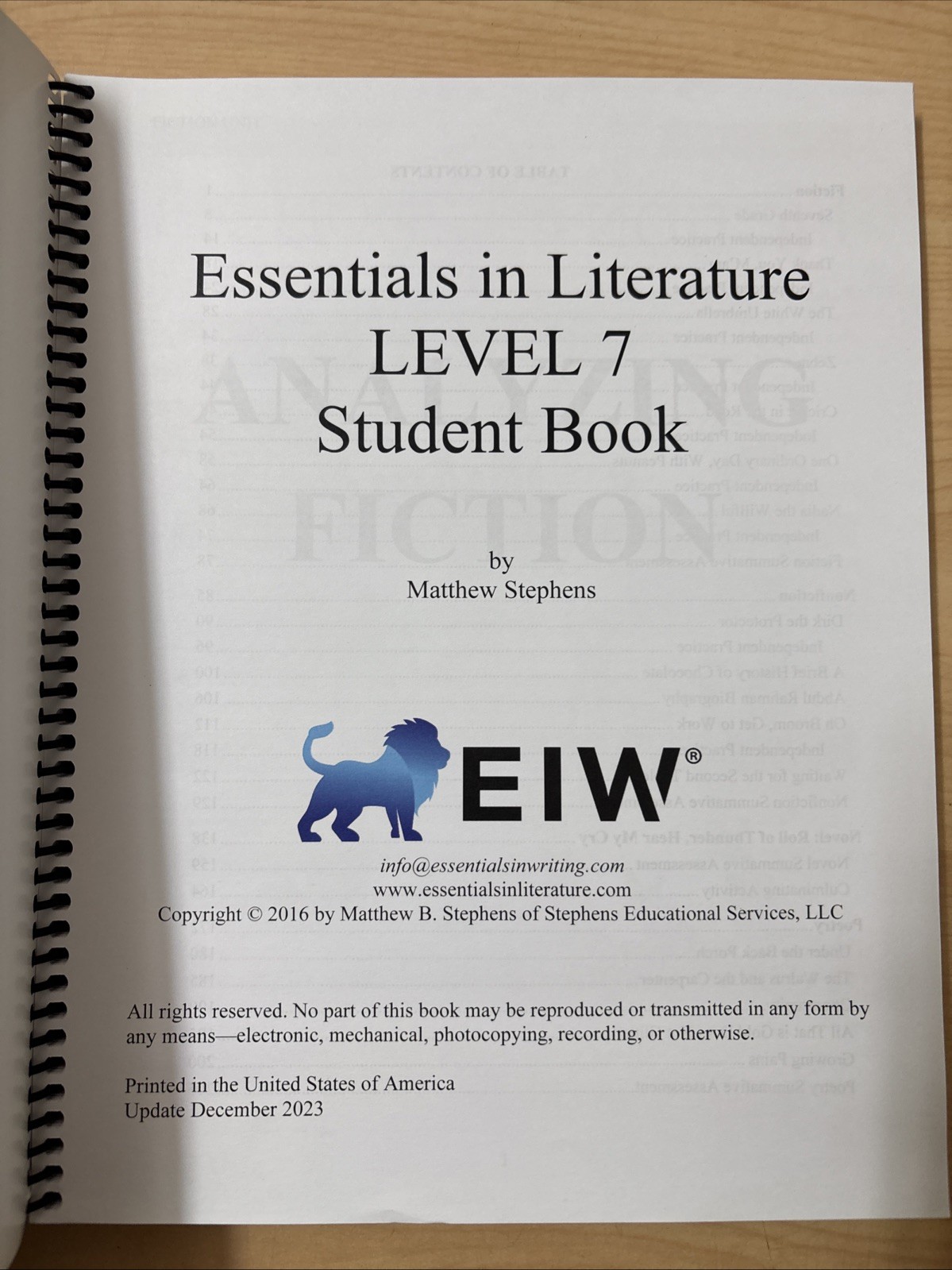 Lot of 2 EIW Essentials in Literature Level 7 Student Book Teacher Handbook VG