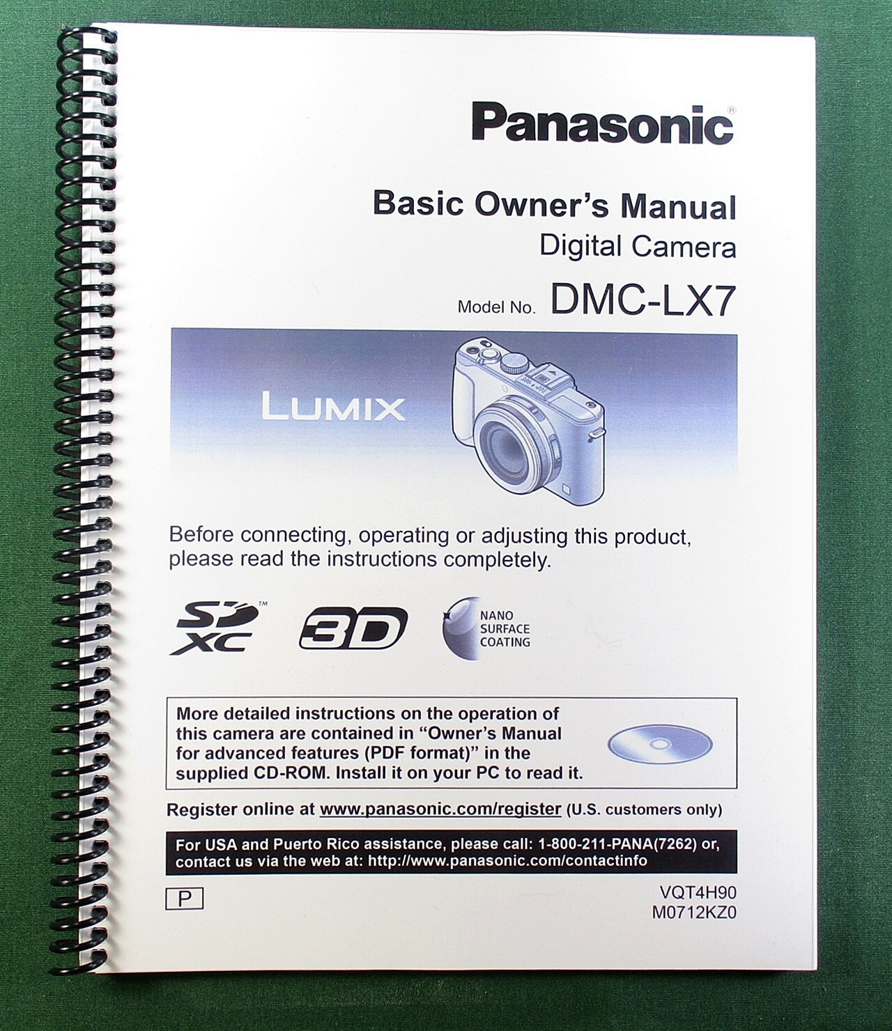 Panasonic Lumix DMC-LX7 Basic Instruction Manual: 36 Pages & Clear Covers!