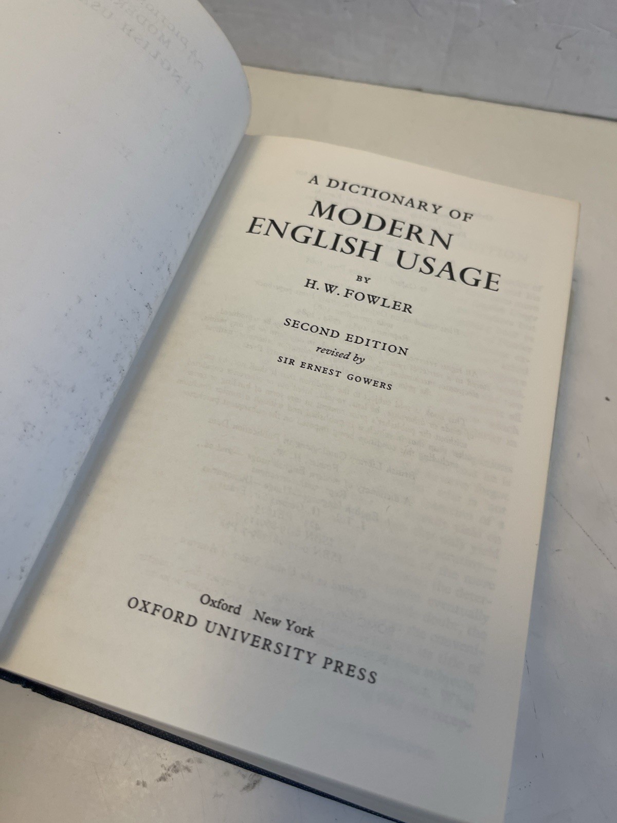 Dictionary of Modern English Usage by H. W. Fowler (1987, Hardcover Dust Jacket)