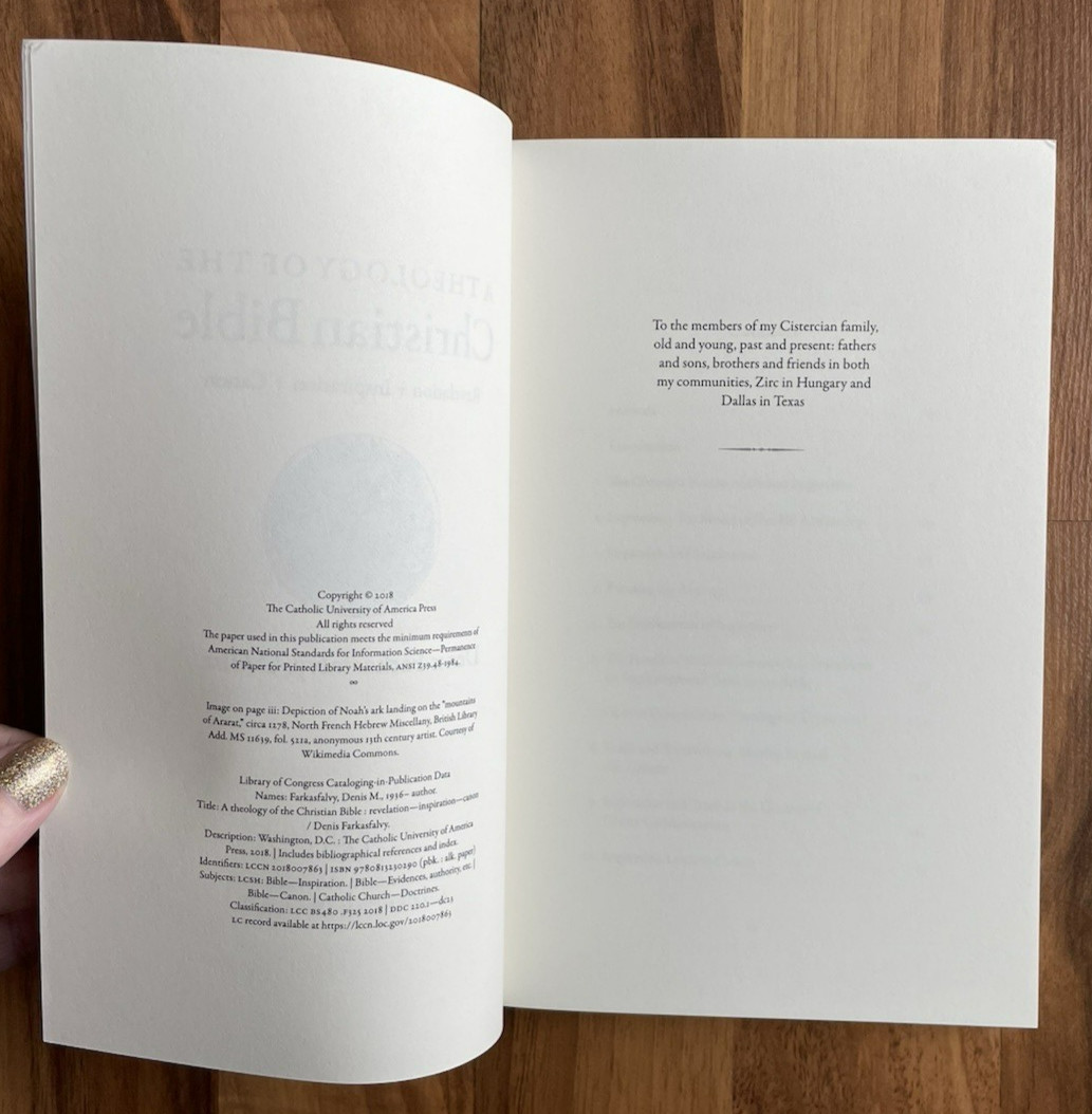 Theology of the Christian Bible: Revelation Inspiration Canon Catholic Book