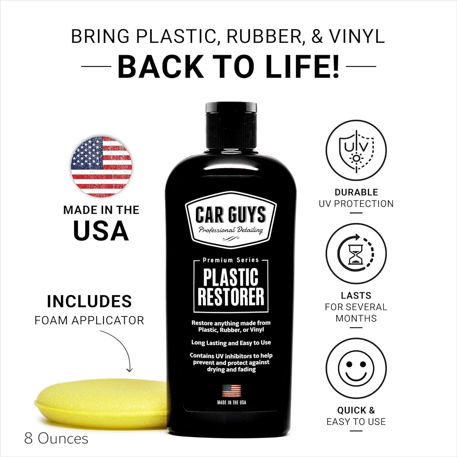 User-Friendly Trim Restorer | 8 Oz Kit – Protects and Revives Plastic & Rubber
