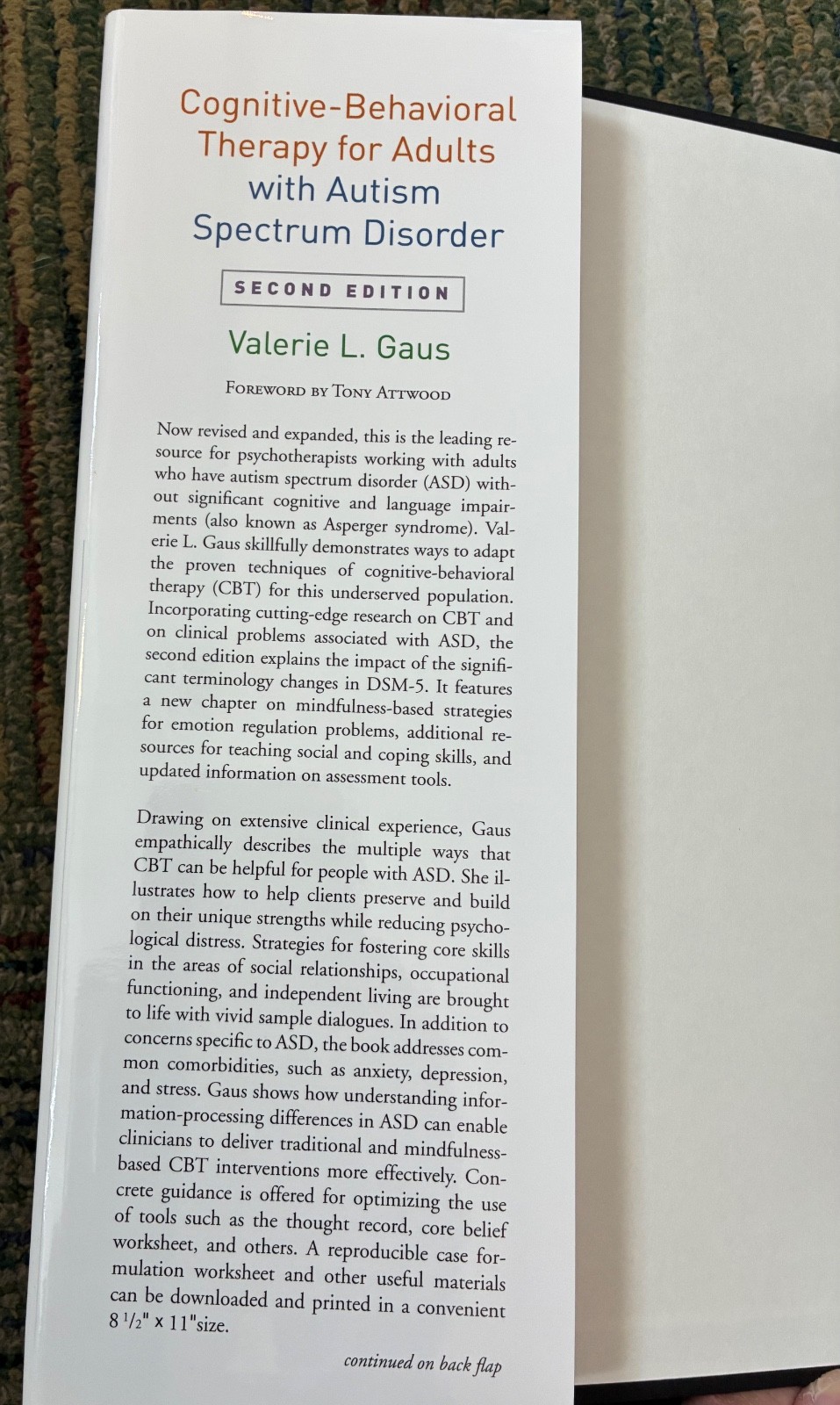 Cognitive-Behavioral Therapy for Adults w/Autism Spectrum Disorder/2nd Ed.
