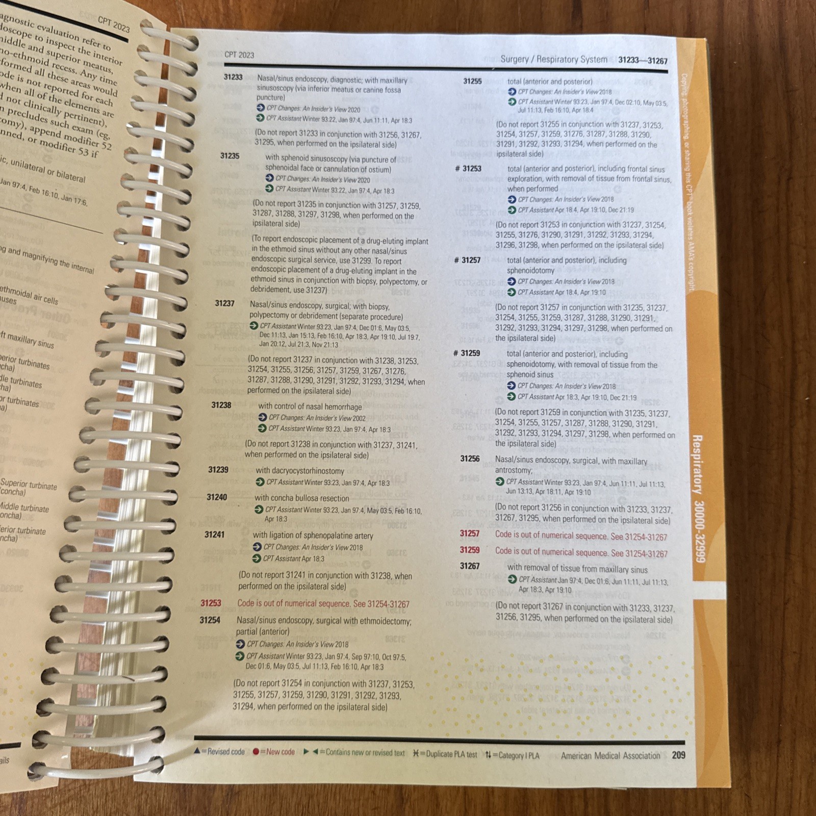 CPT 2023 Professional Edition AMA Spiralbound Codebook 9781640162136 Clean Pages