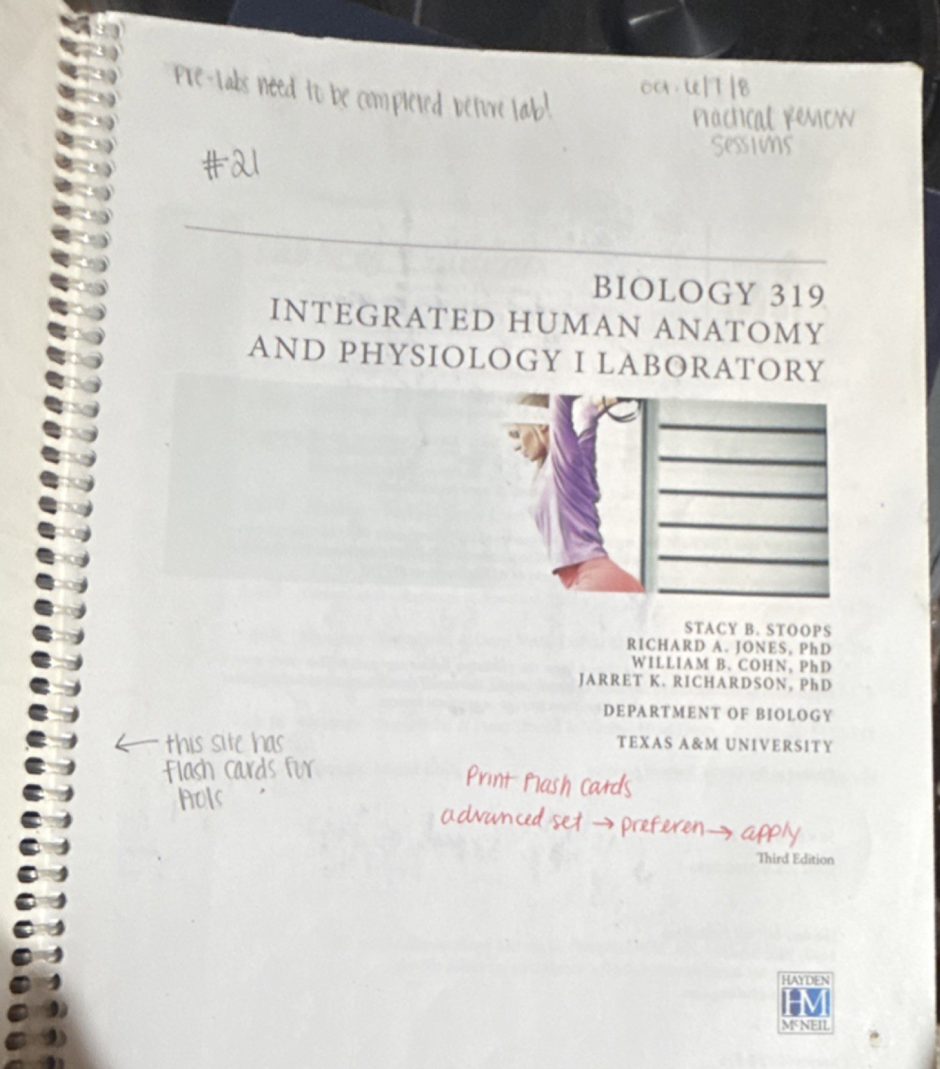 Hayden-McNeil Biology 319 Integrated Human Anatomy & Physiology Lab 3rd Spiral
