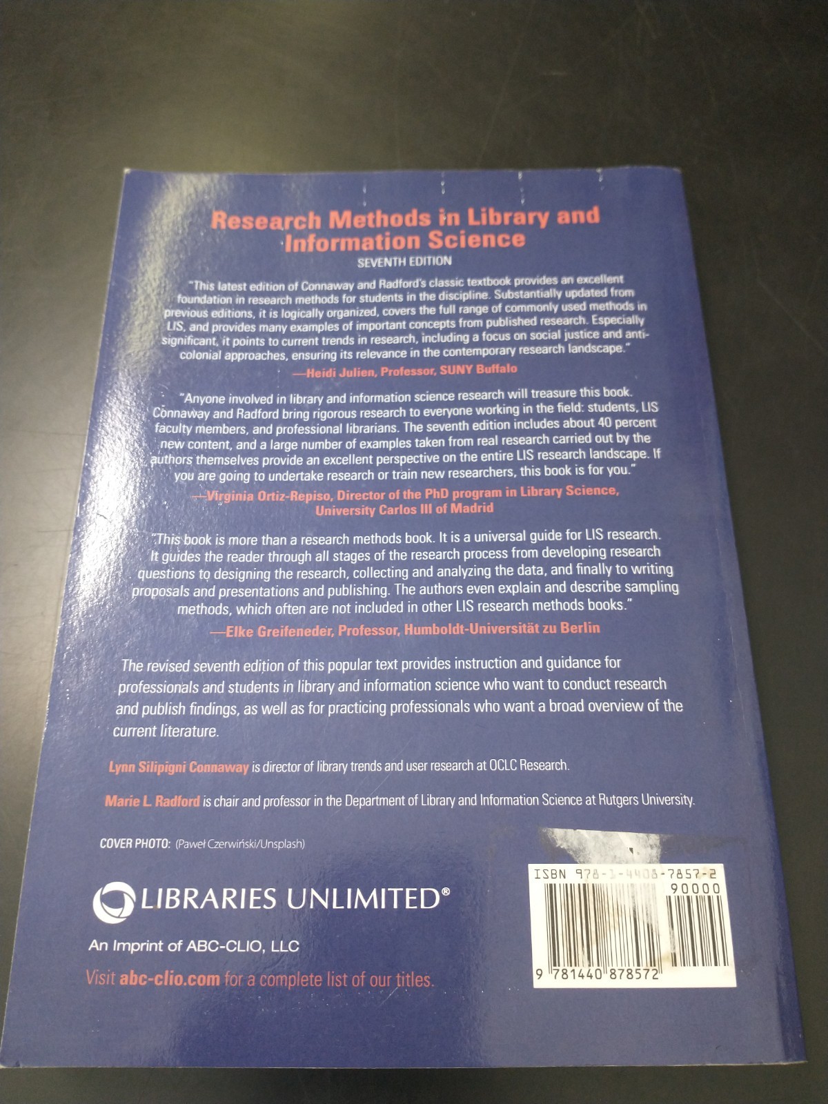 Research Methods in Library and Information Science Seventh 7th Ed Connaway