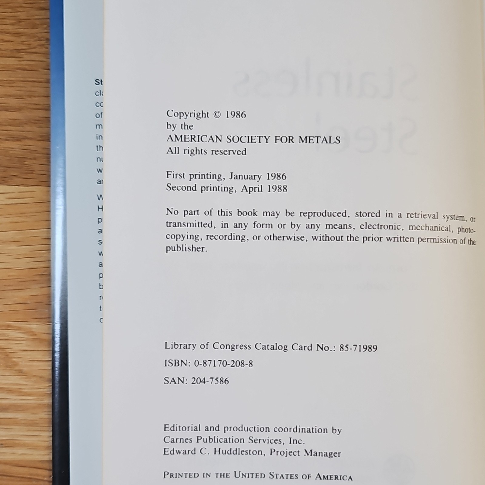 Stainless Steel R. A. Lula American Society for Metals HC Metallurgy 1986