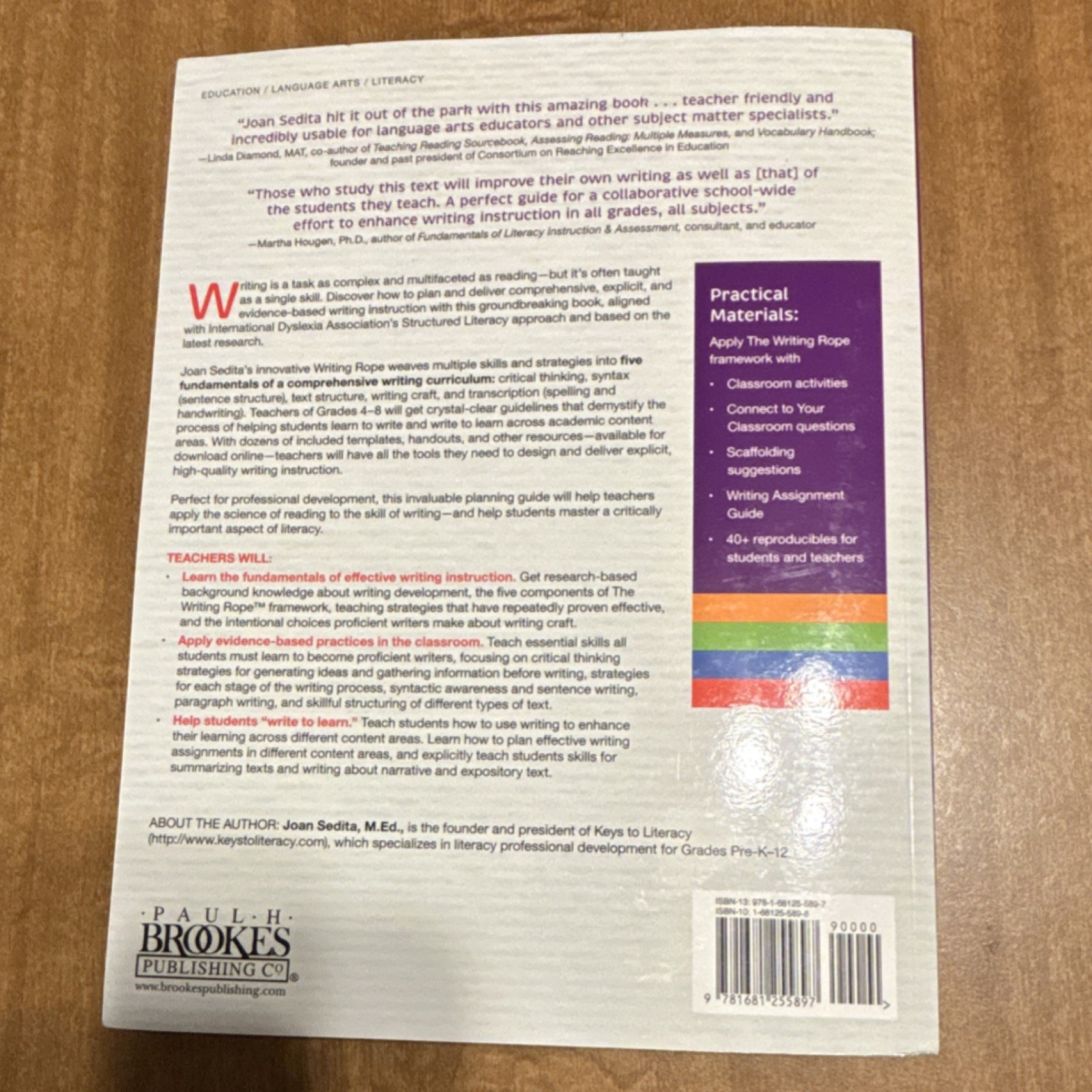 Brookes Publishing The Writing Rope by Joan Sedita, Paperback, Education
