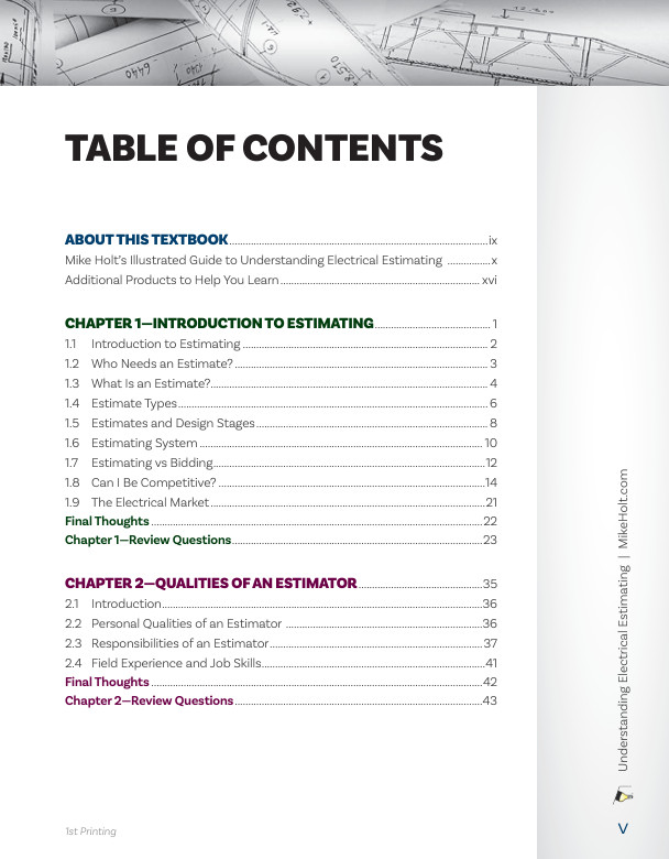 Mike Holt’s Illustrated Guide to Understanding Electrical Estimating textbook