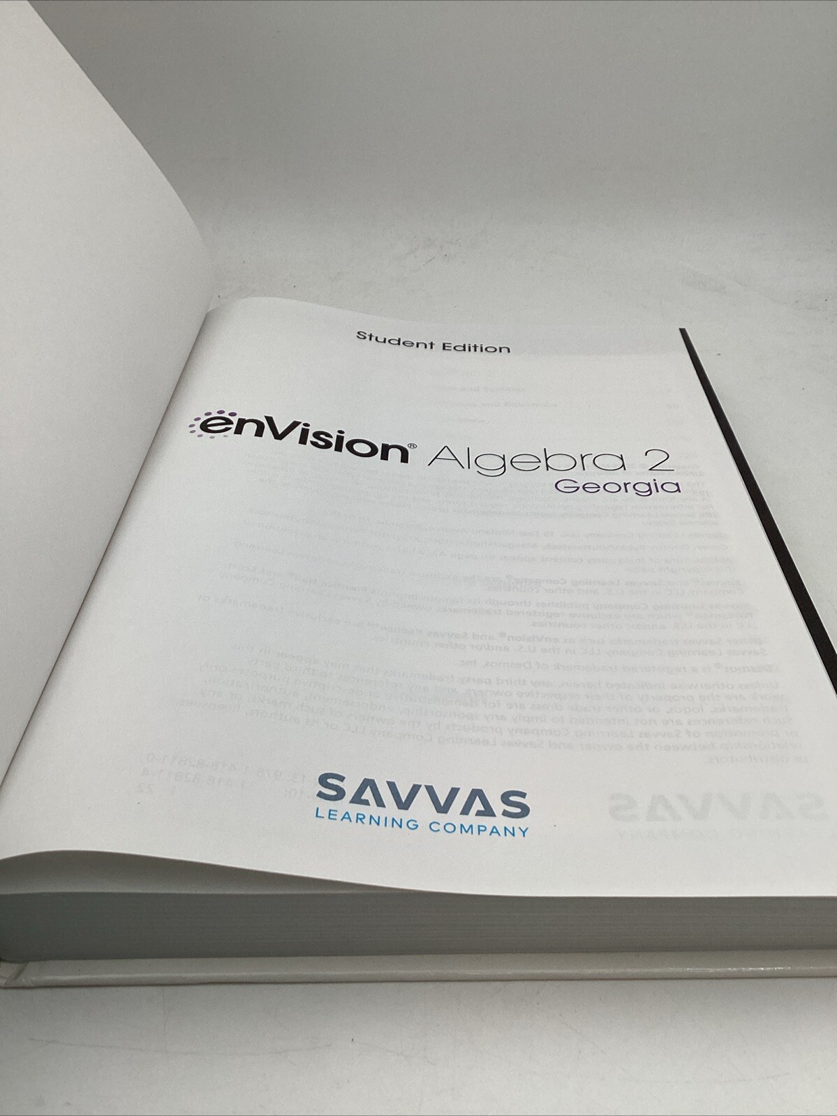 EnVision Algebra 2 Georgia Student Edition Savvas Learning Company Textbook