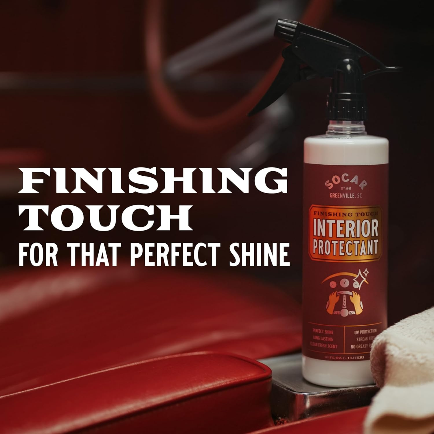 SOCAR Finishing Touch Interior Protectant – 16 Fl Oz, Professional Grade Dressin
