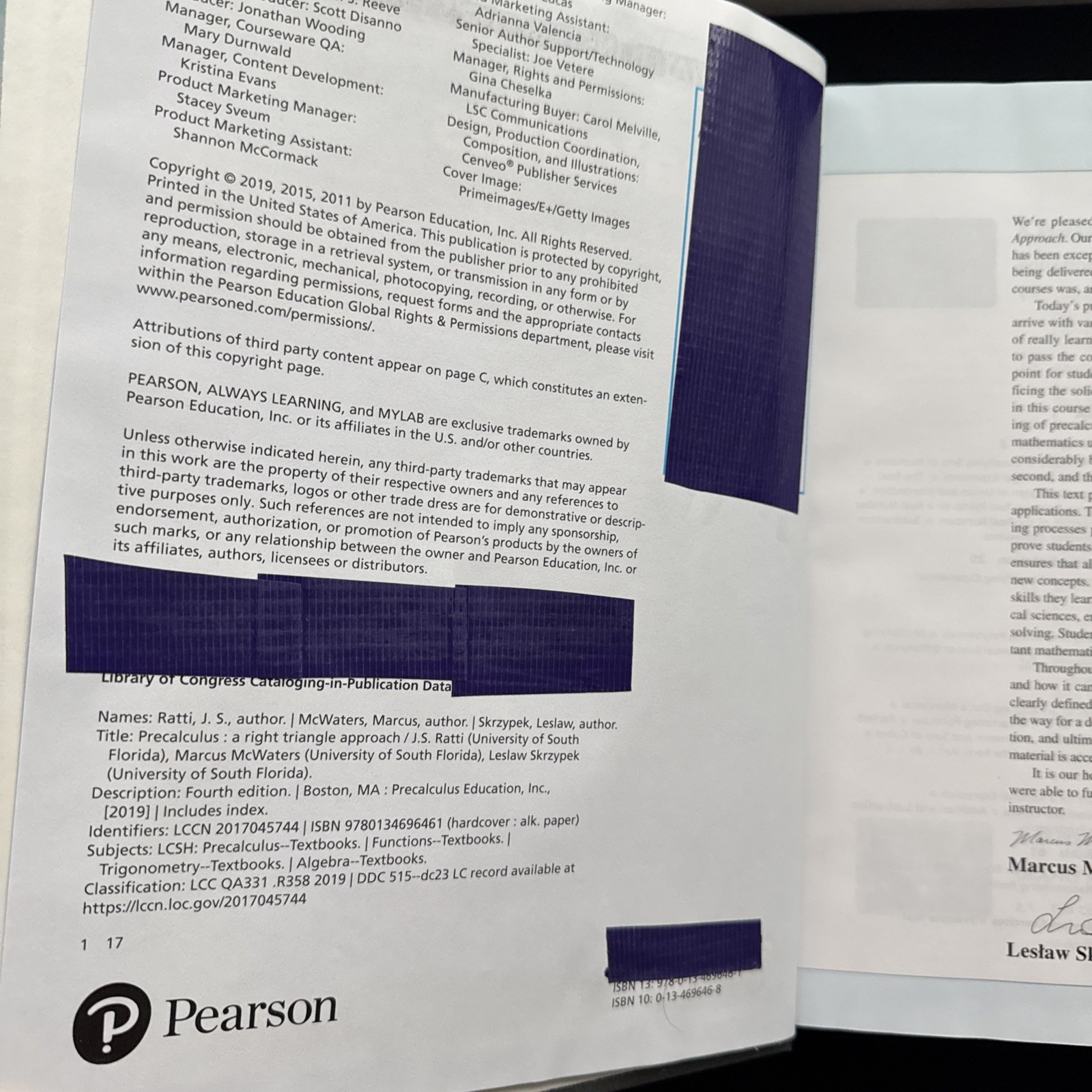 Precalculus : A Right Triangle Approach by Marcus McWaters, J. S. Ratti and…