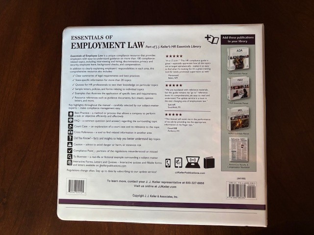 Essentials of Employment Law, J.J.Keller, Feb 2023, 227-M (44169), 3-ring binder