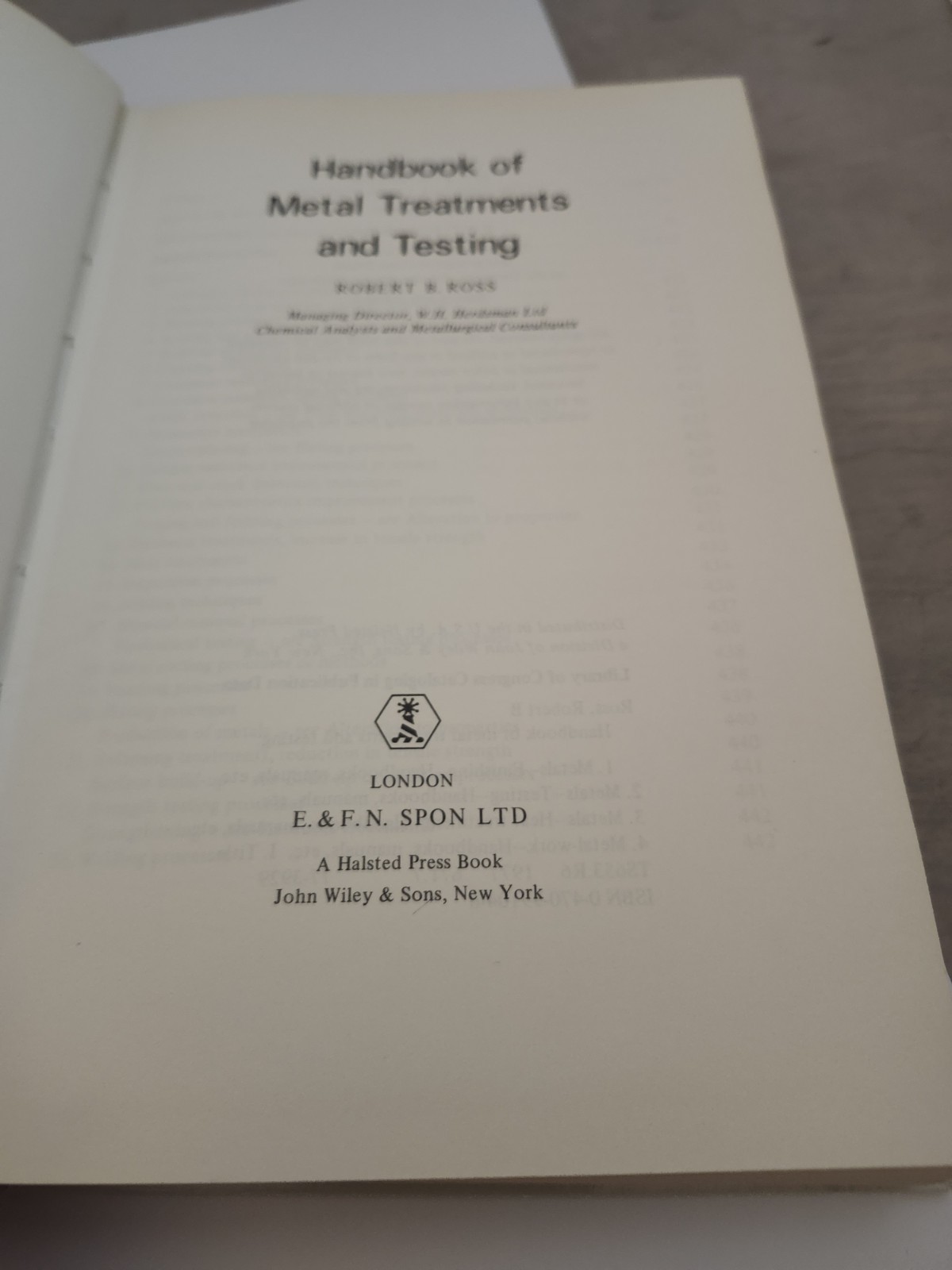 Handbook Of Metal Treatments And Testing by Robert B. Ross