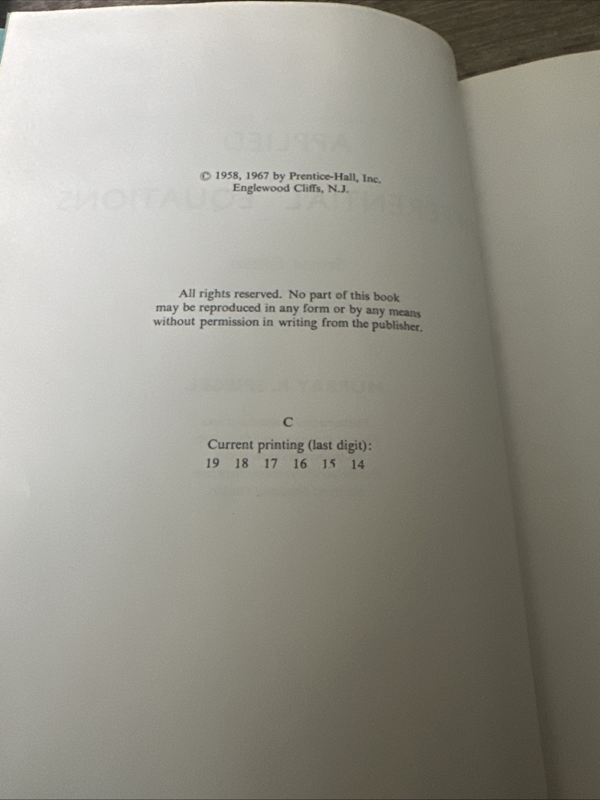 Applied Differential Equations, 2nd Edition By Murray R. Spiegel (HC, 1967)
