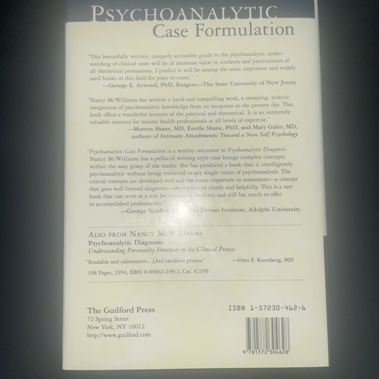 Psychoanalytic Case Formulation by Nancy McWilliams (1999, Hardcover)