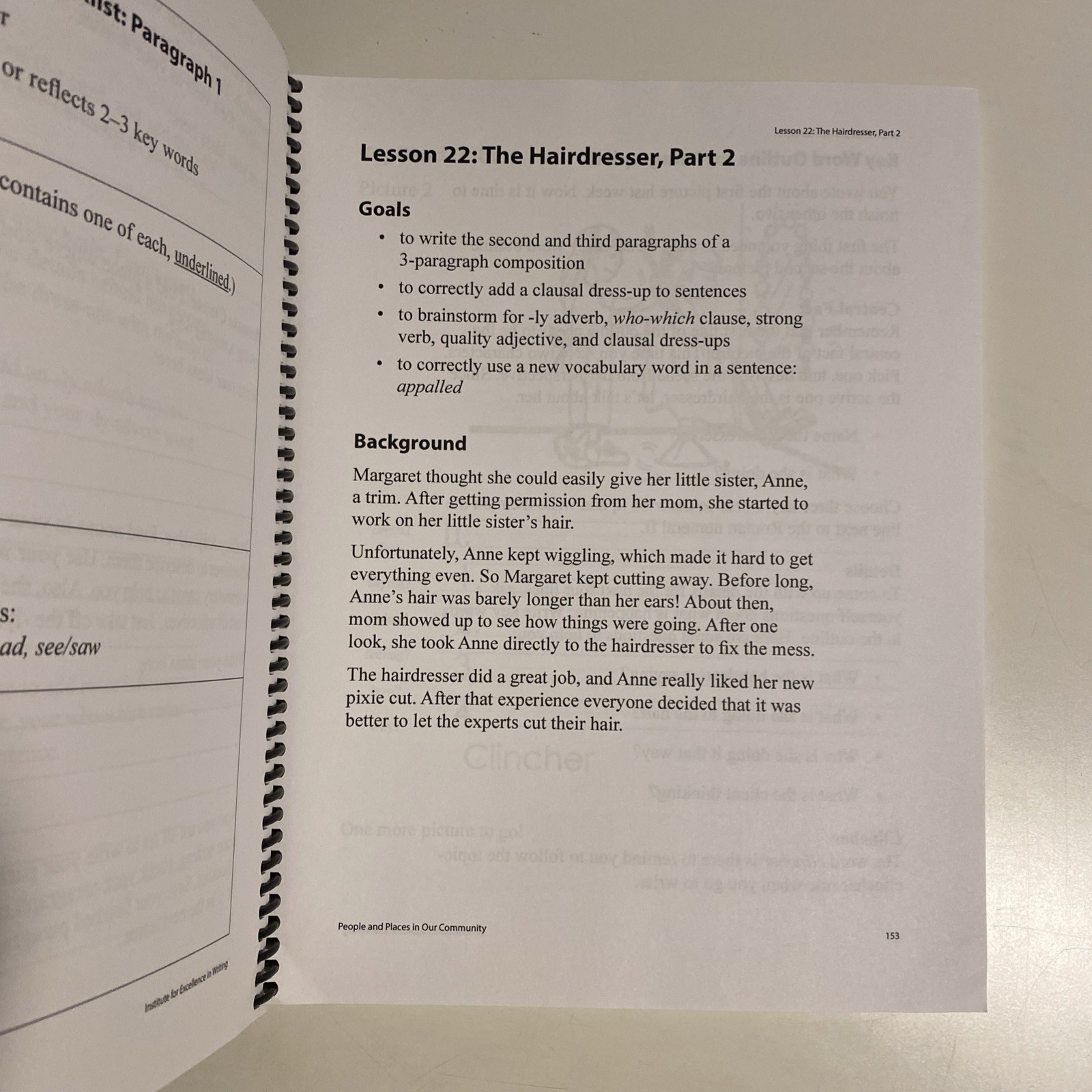 IEW People and Places in Our Community Student Book. No Writing