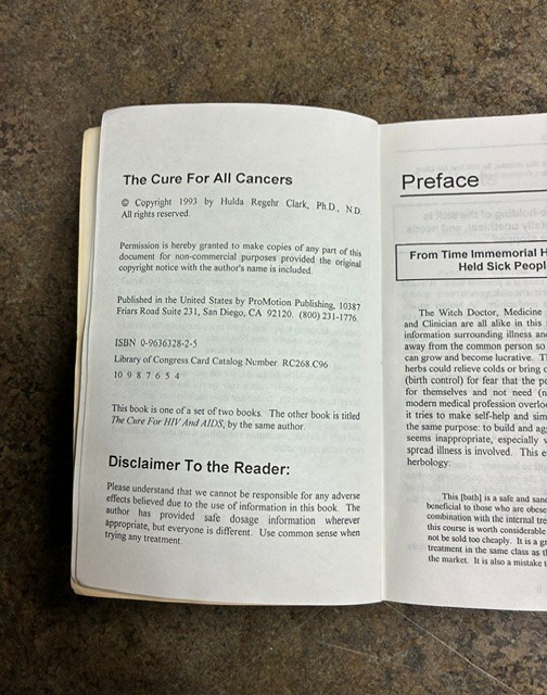 The Cure for All Cancers 100 Case Histories By Hulda Regehr Clark 1993 Paperback