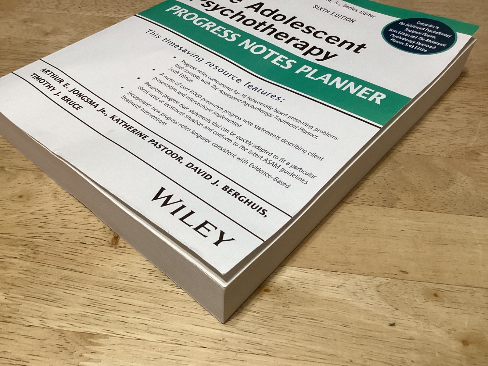 SIXTH edition. The Adolescent Psychotherapy Progress Notes Planner. 6th