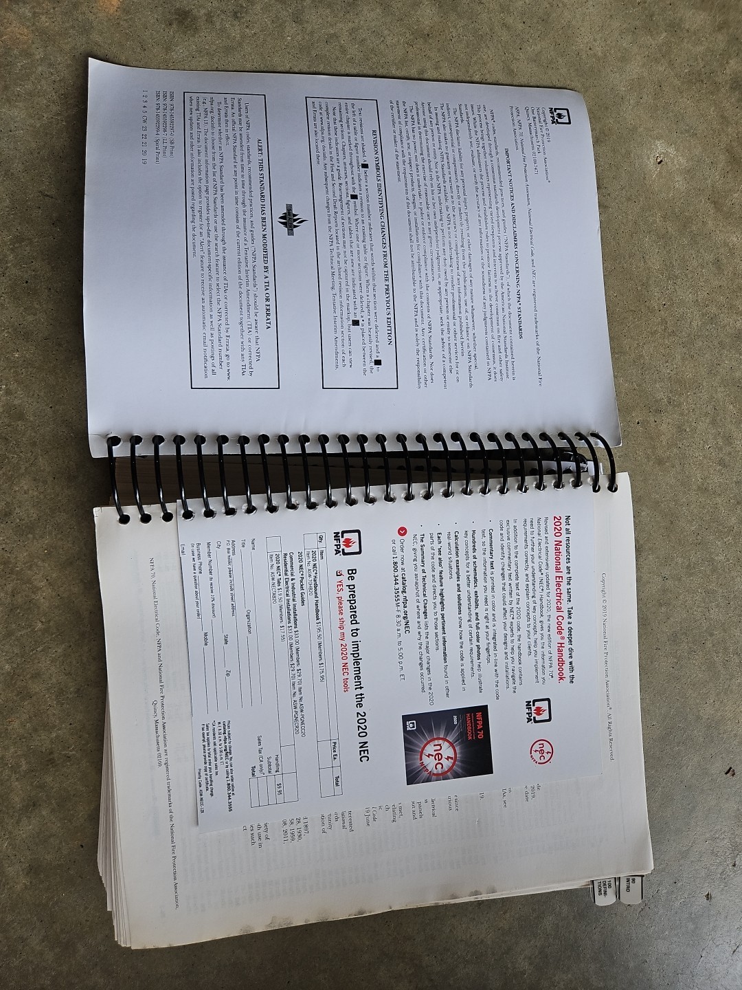 NFPA 70 National Electrical Code 2020 NEC 2020 Spiral. With Table Included