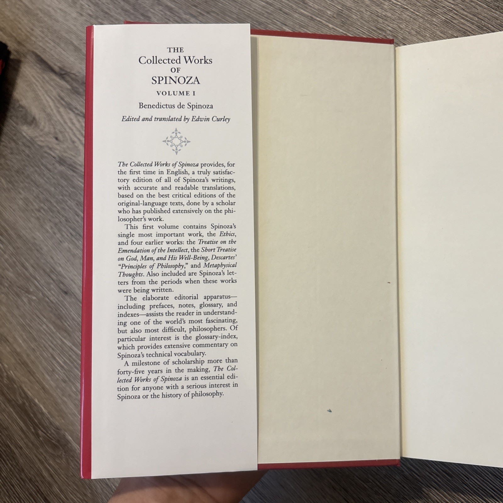 The Collected Works of Spinoza, Volume I & II Philosophy Lot of 2 Edwin Curley