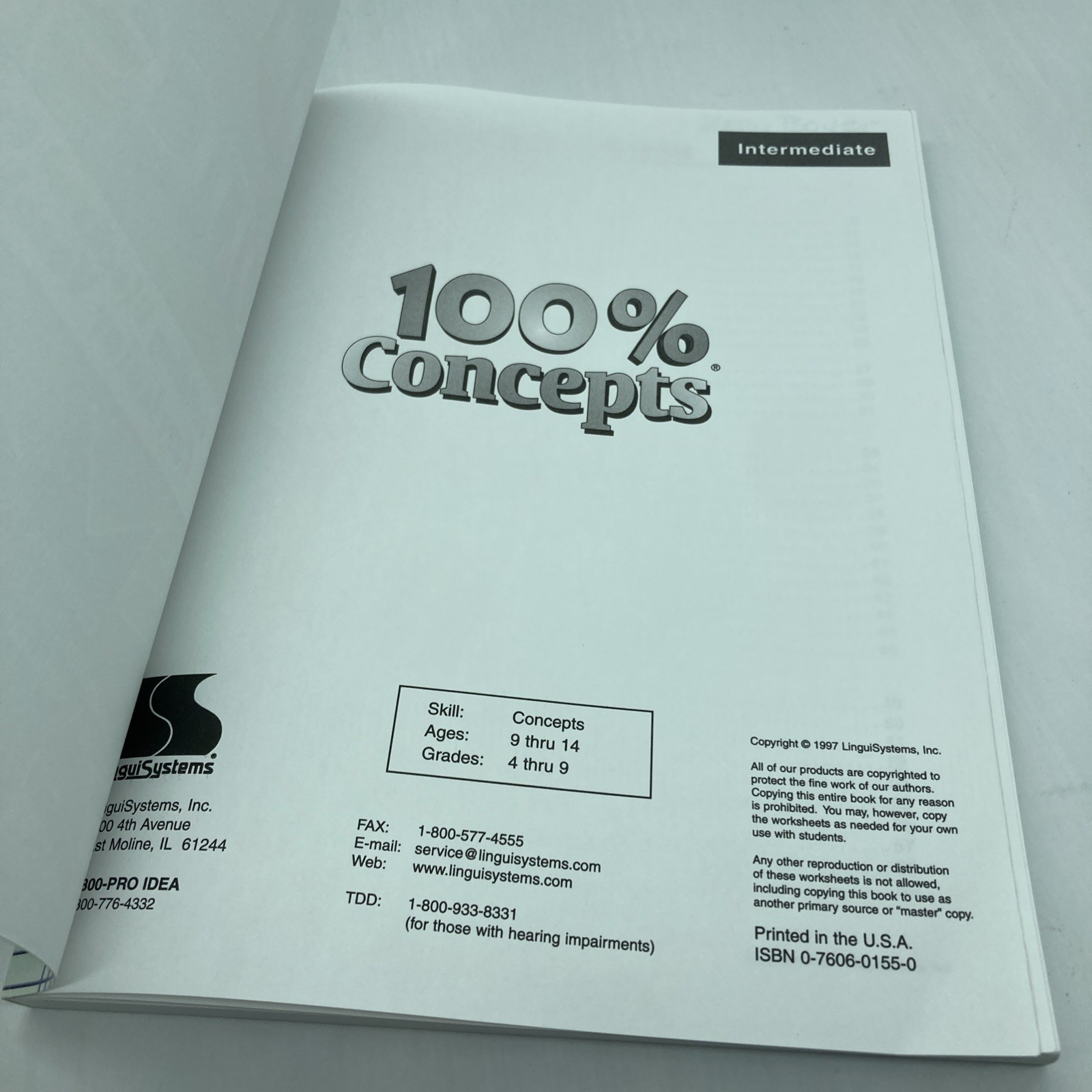 100% CONCEPTS INTERMEDIATE BUILDING BLOCKS OF ESSENTIAL Linguisystems VG