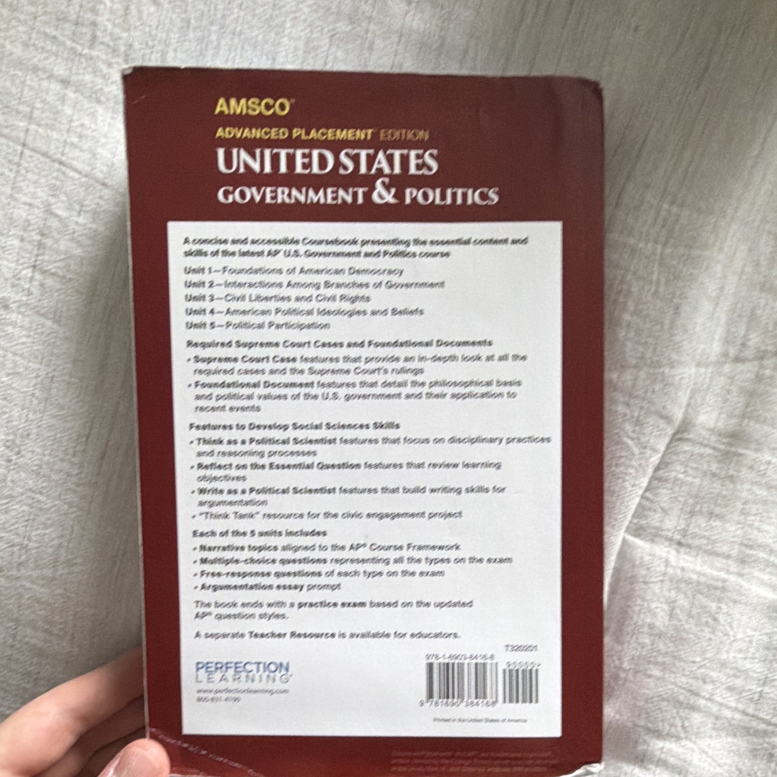AMSCO AP United States Government & Politics 3rd Ed Wolfford Perfection Learning