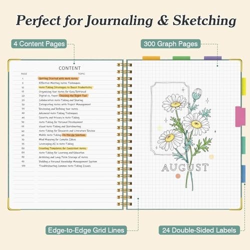 Spiral Graph Paper Notebook A5 – 300 Pages, Thick 100gsm Grid Journal for School