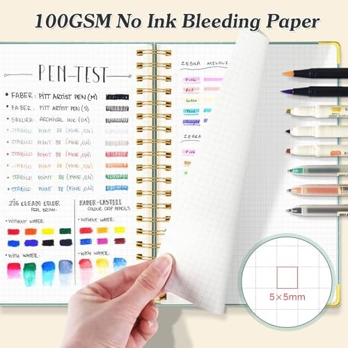 Spiral Graph Paper Notebook A5 – 300 Pages, Thick 100gsm Grid Journal for School