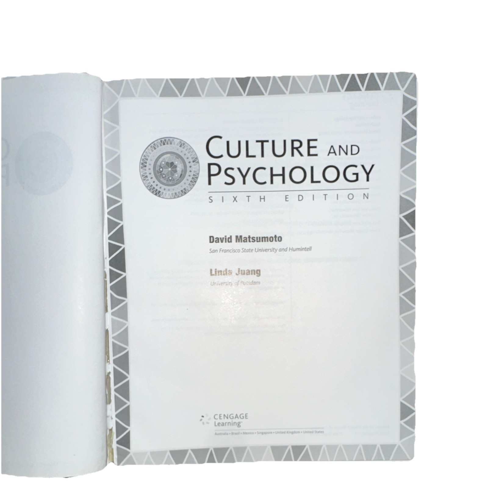 Cengage Learning Culture and Psychology 6th Edition 2016 Textbook Matsumoto