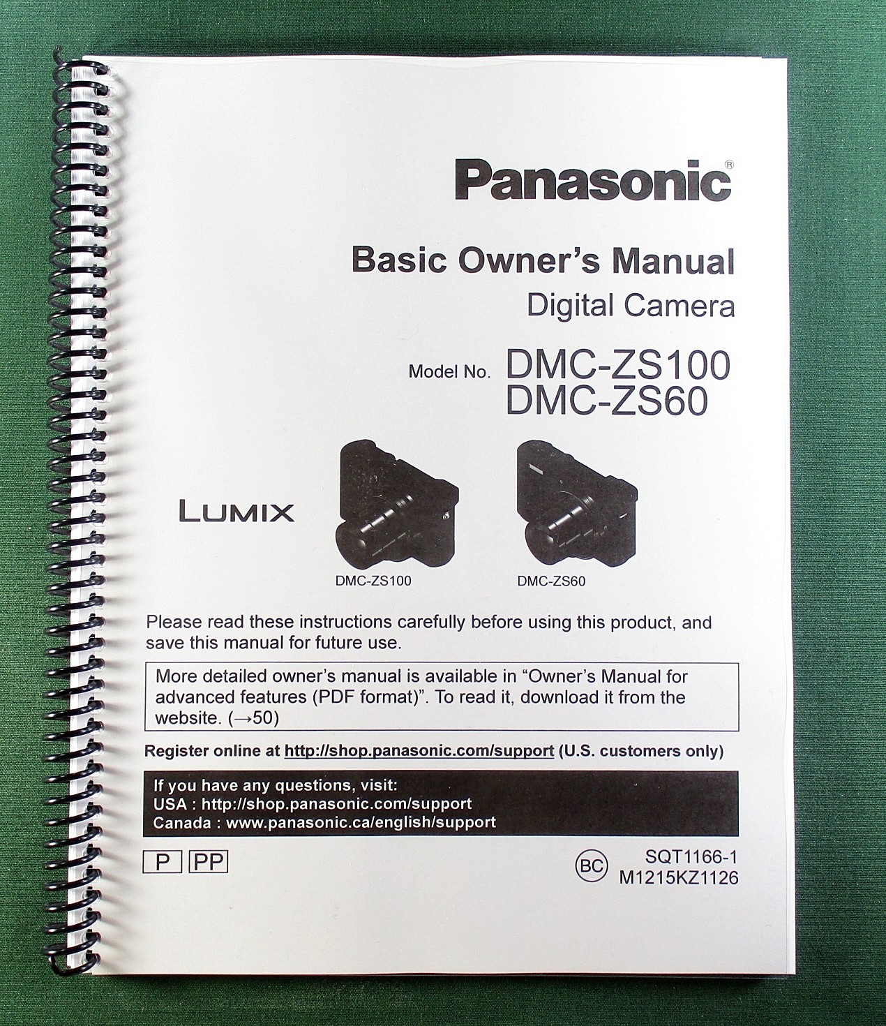Panasonic DMC-ZS100 / ZS60 Basic Owner’s Manual: Full Color & Protective Covers!