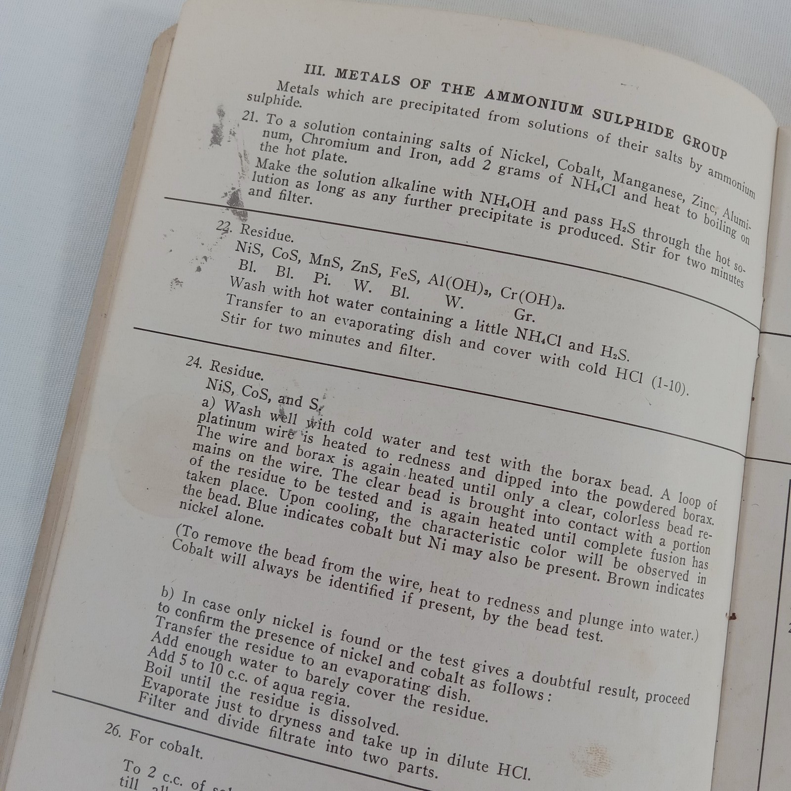 Qualitative Analysis J.O. Frank Fourteenth Edition 1948 Chemistry Booklet 38 Pgs
