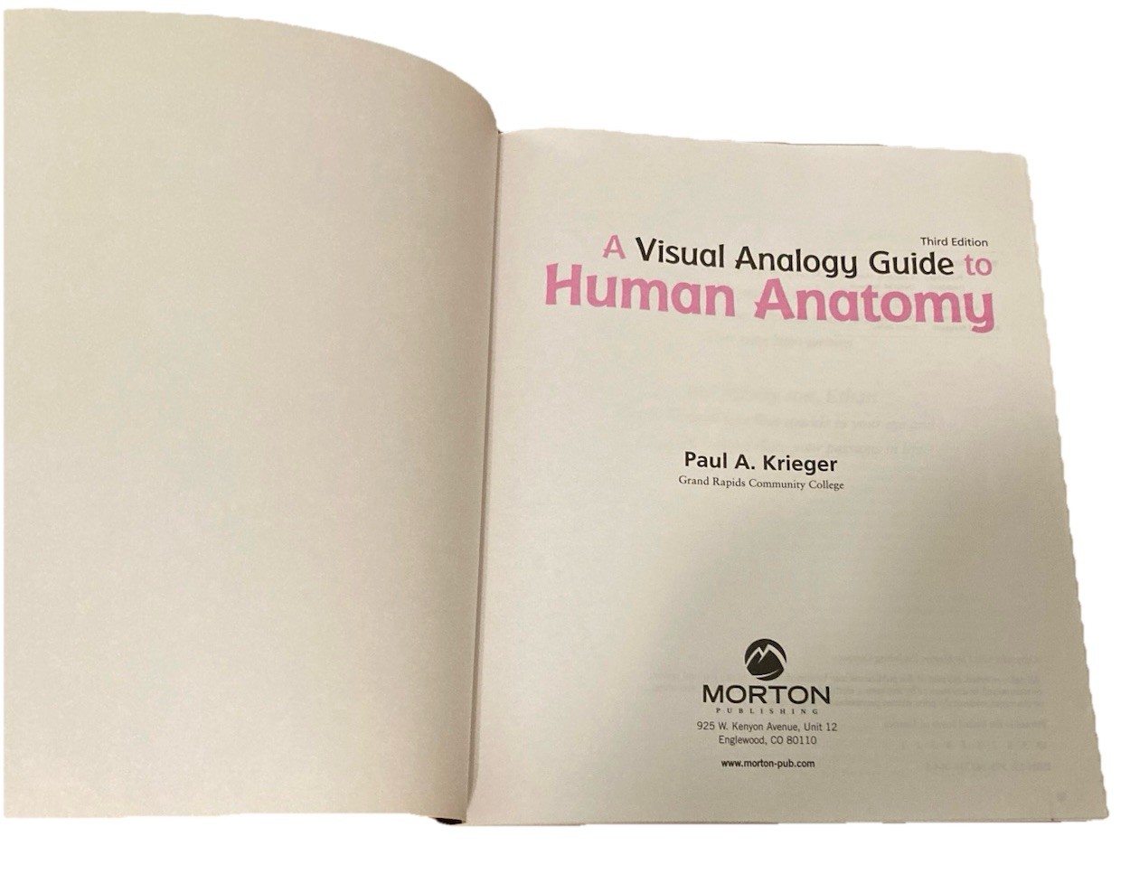 A Visual Analogy Guide to Human Anatomy, 3rd Ed. Paul Krieger Exam Copy – GOOD