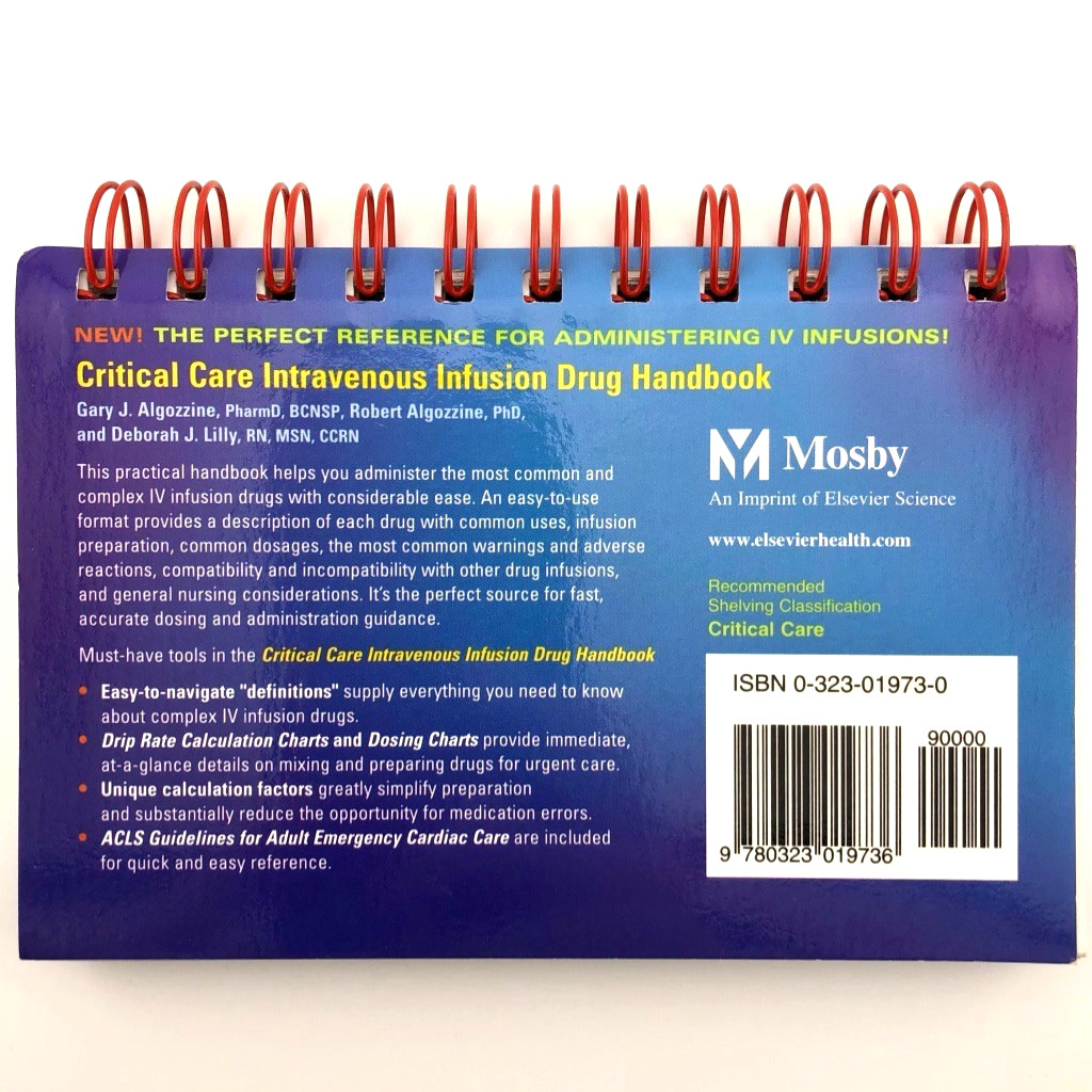 Critical Care Intravenous Infusion Drug Handbook Algozzine nursing 9780323019736
