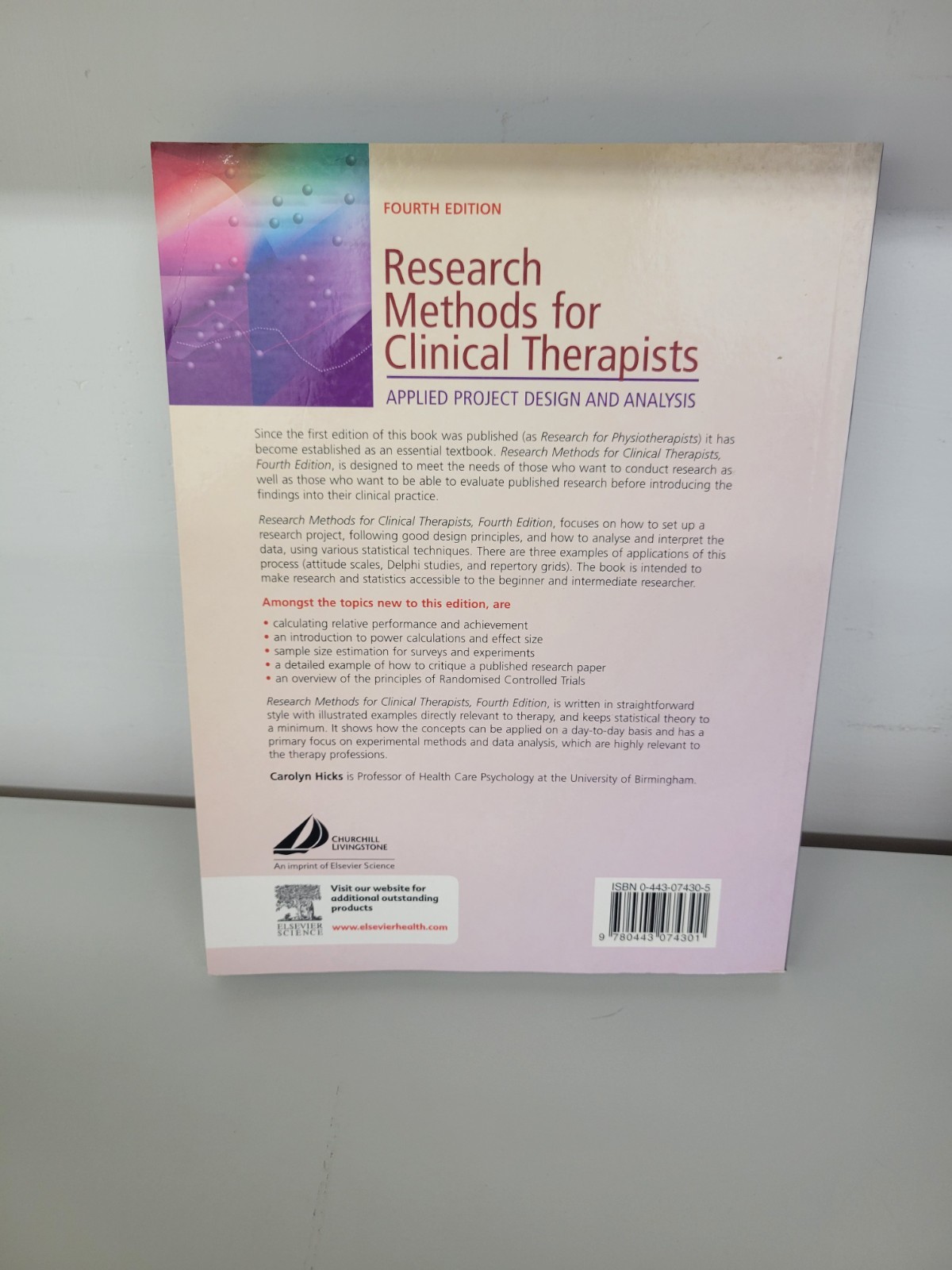 Research Methods Carolyn Hicks 4th Ed Churchill Livingstone PB