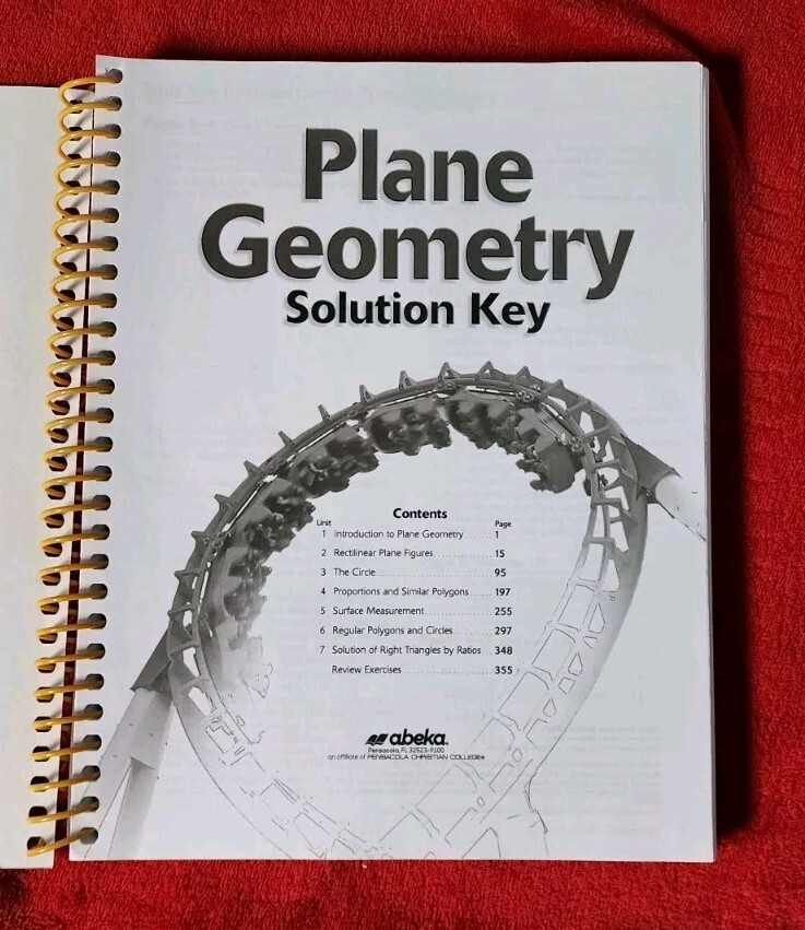 Abeka A Beka Book PLANE GEOMETRY SOLUTION KEY 2nd Edition SPIRAL 95397014 A