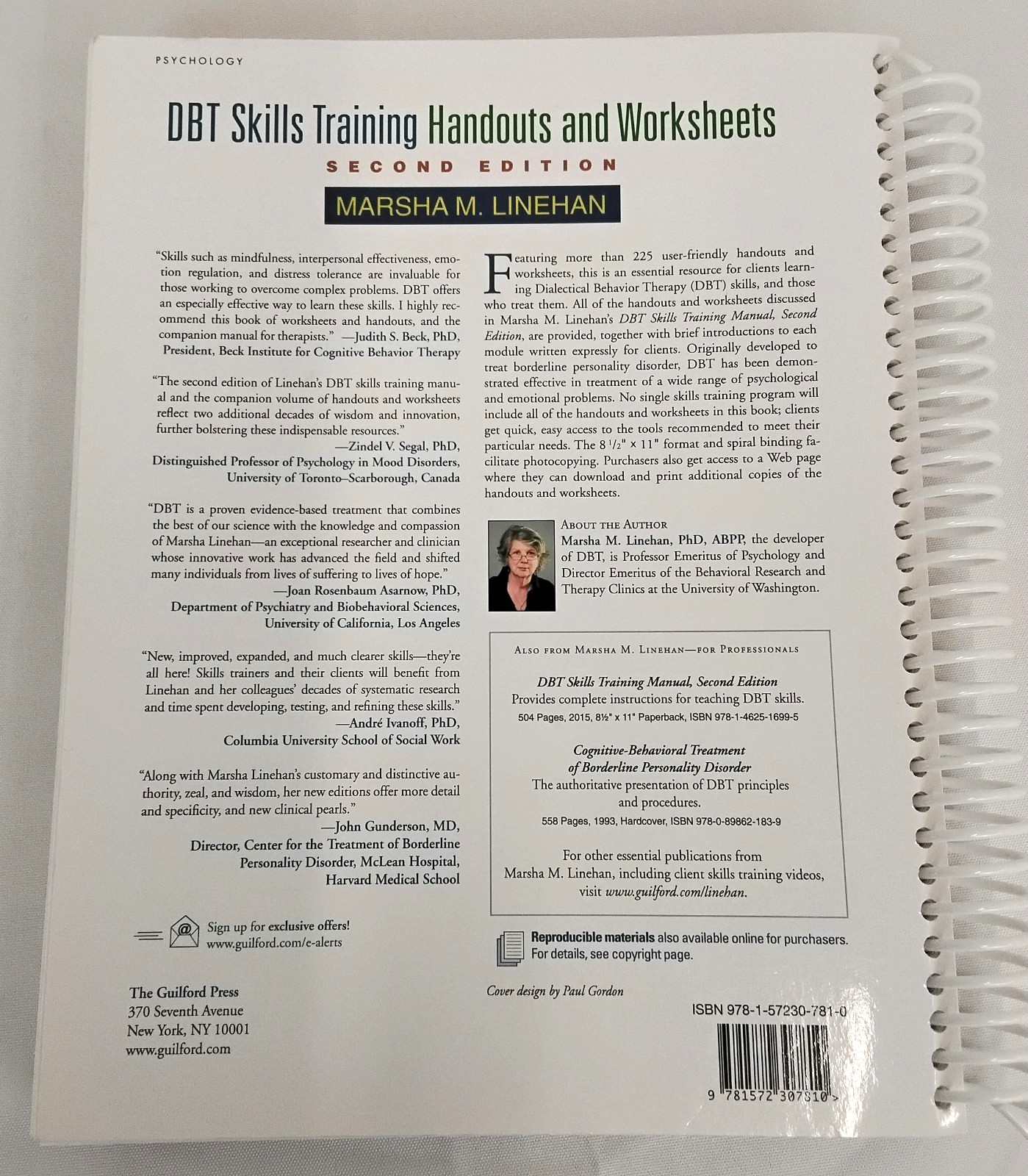 DBT Skills Training Handouts and Worksheets Spiral Bound 2nd Edition #W4410