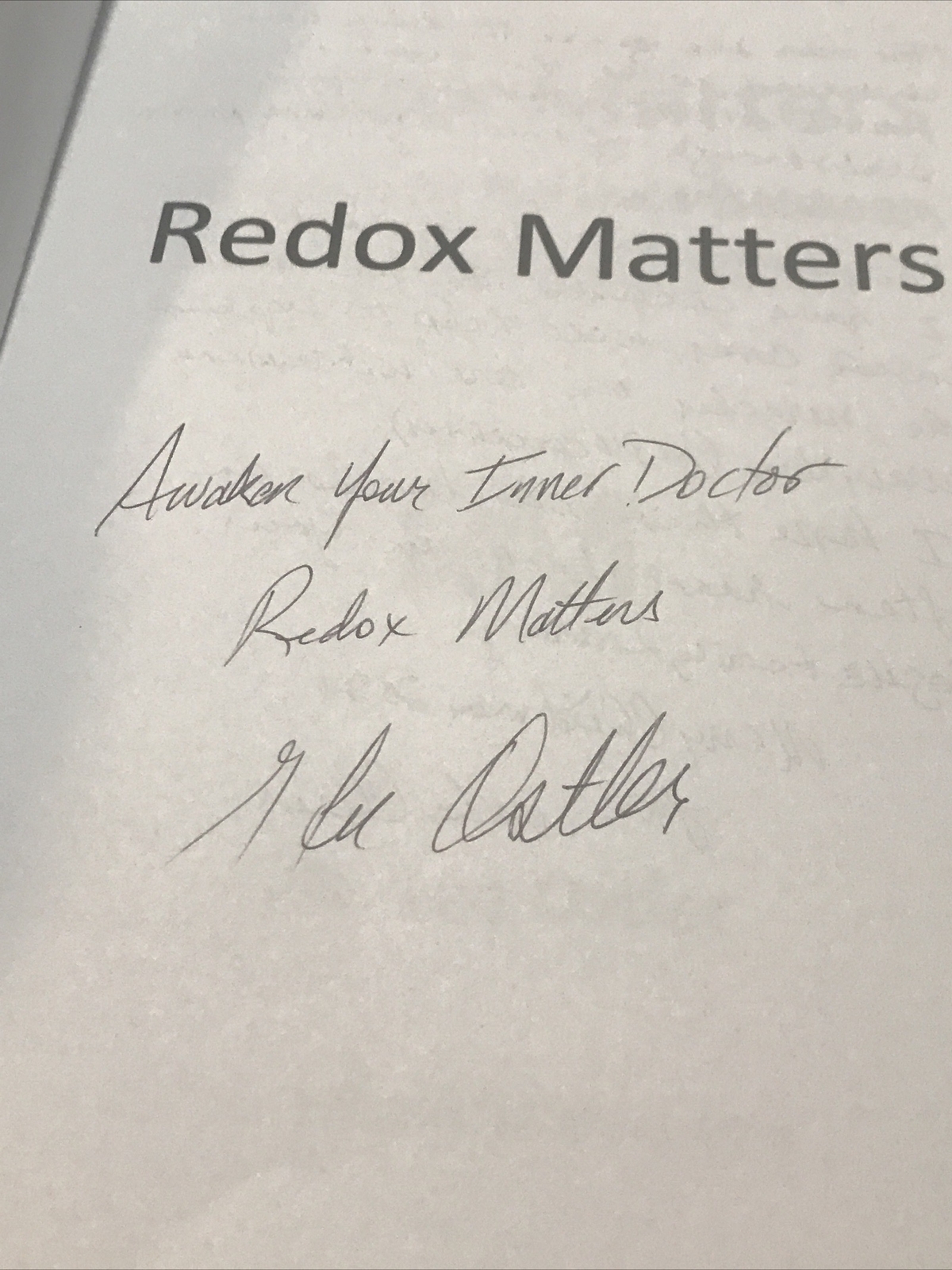 Redox Matters: Connecting Redox Biology & Health by Dr. Lee Ostler – Signed