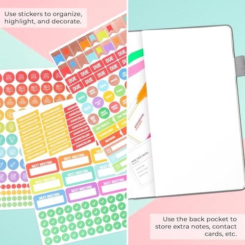 Meeting Notebook Organizer – A5 Notepad for Project Management & Action Items, G