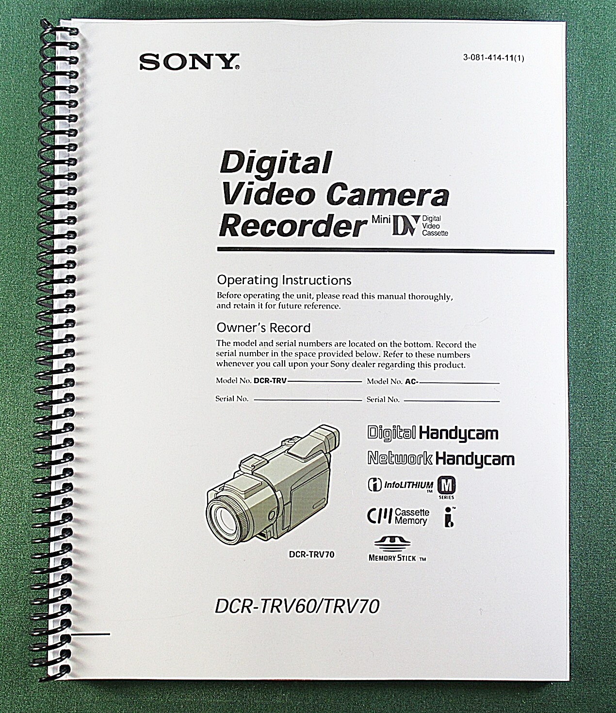 Sony DCR-TRV60 / TRV70 Instruction Manual: 220 Pages & Protective Covers!