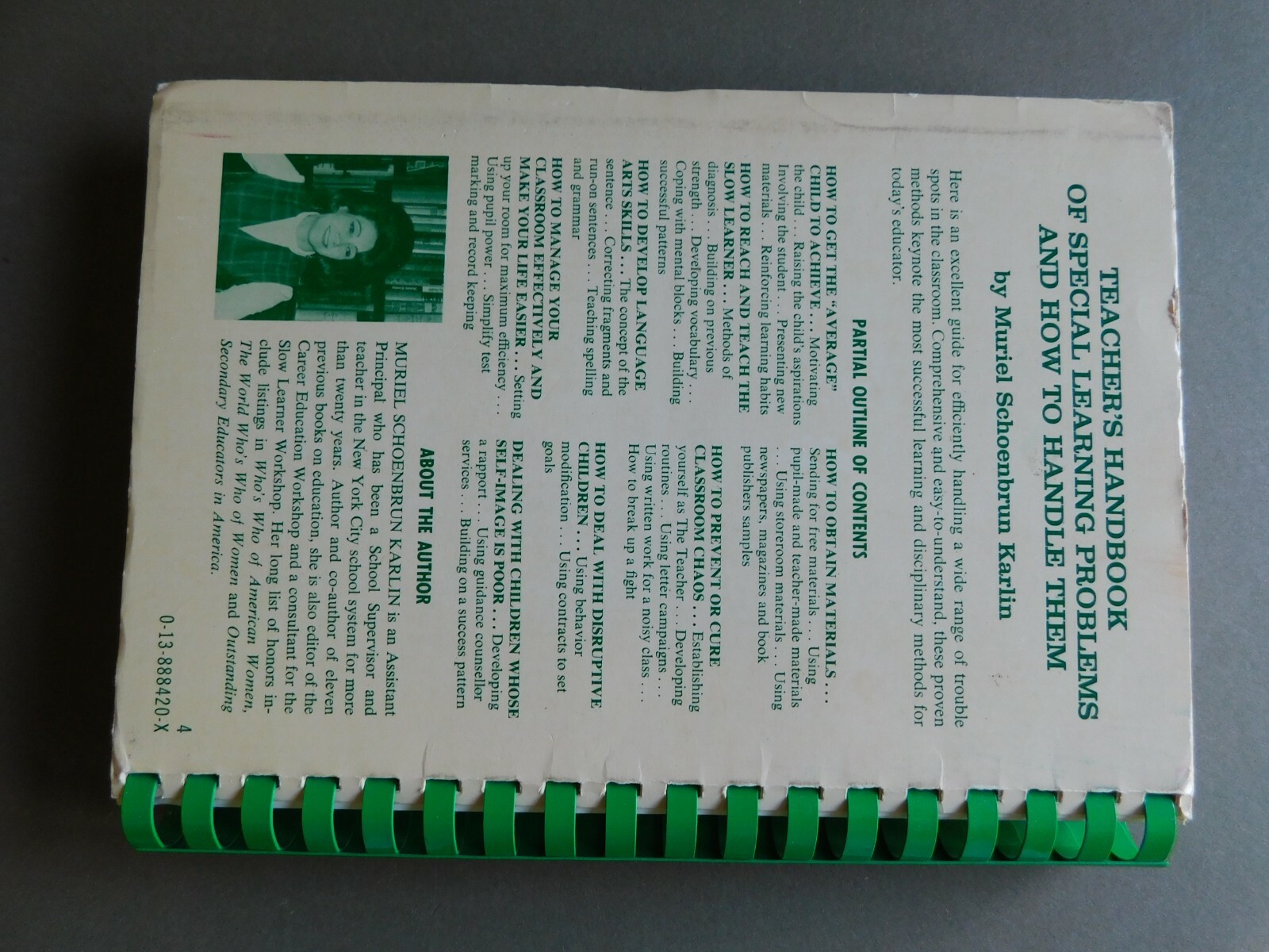 Teacher’s Handbook of Special Learning Problems – Muriel S Karlin – 1977 PB