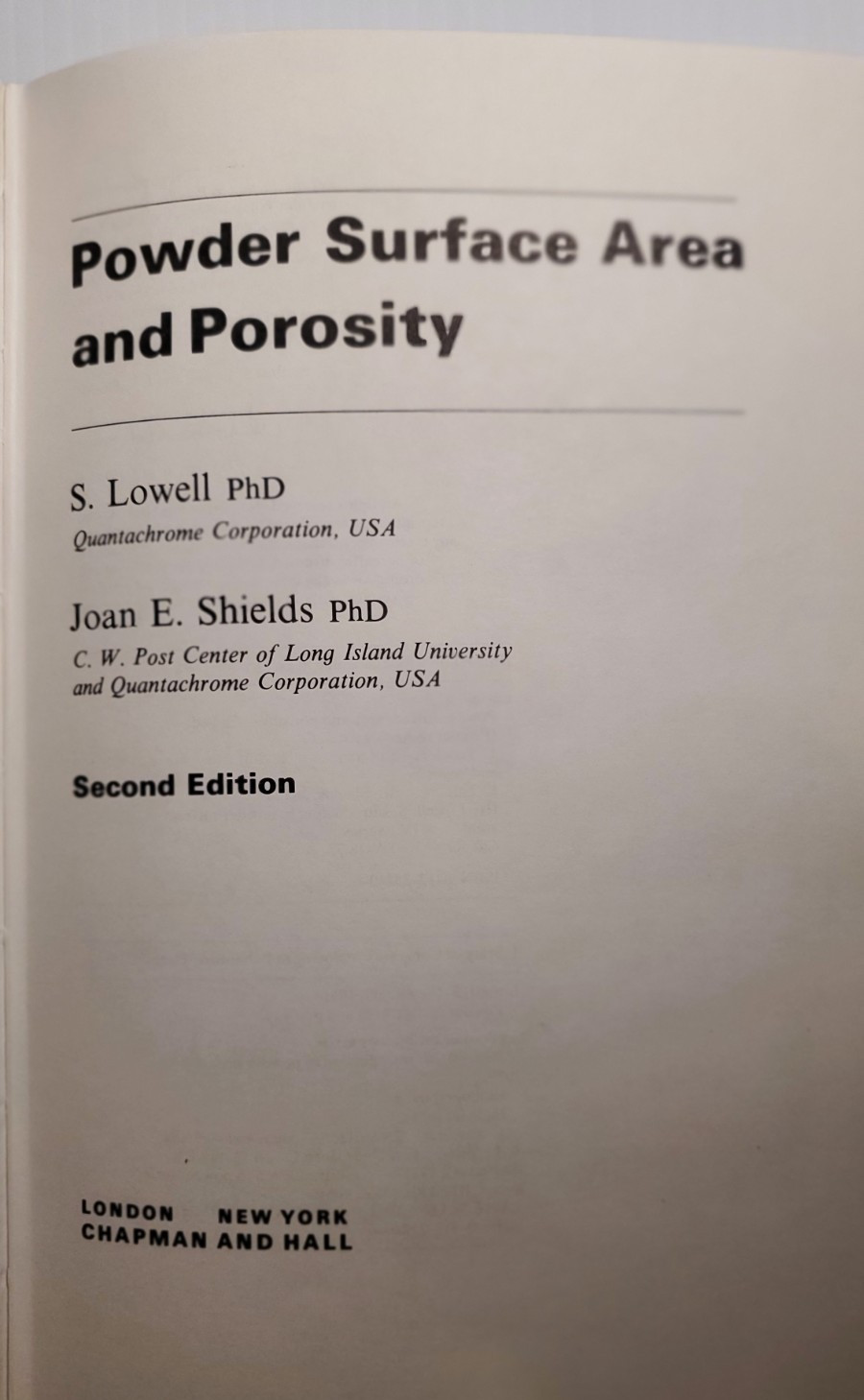 1979 Powder Surface Area and Porosity Hardcover Book Powder Technology Series