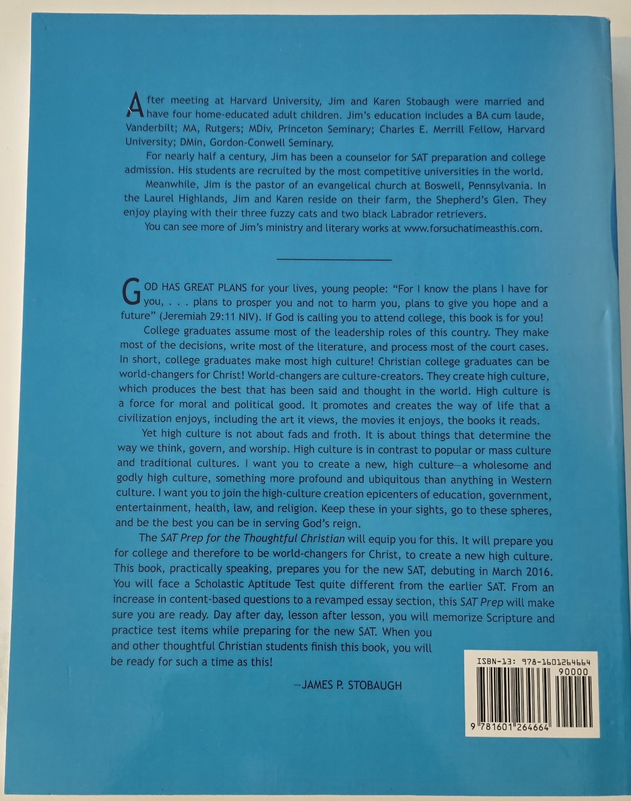SAT Prep For The Thoughtful Christian, James P. Stobaug
