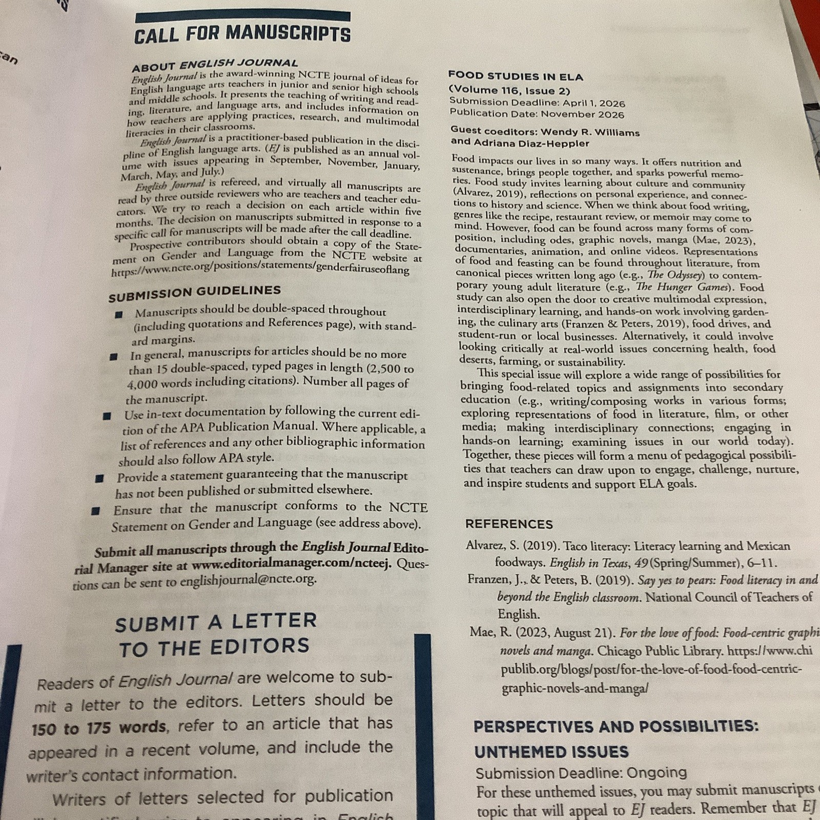 English Journal Sept&Jul 2025 Vol.114/115 N.1-6 NCTE Perspectives&Possibilities