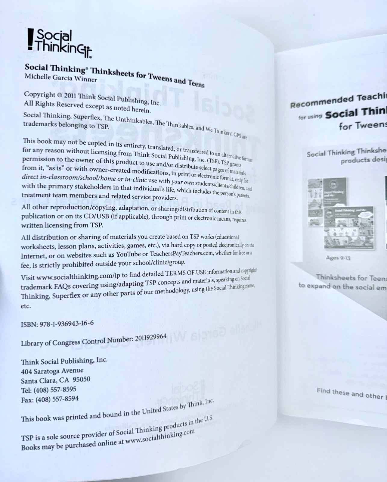 Social Thinking Thinksheets for Tweens and Teens by Michelle Garcia Winner