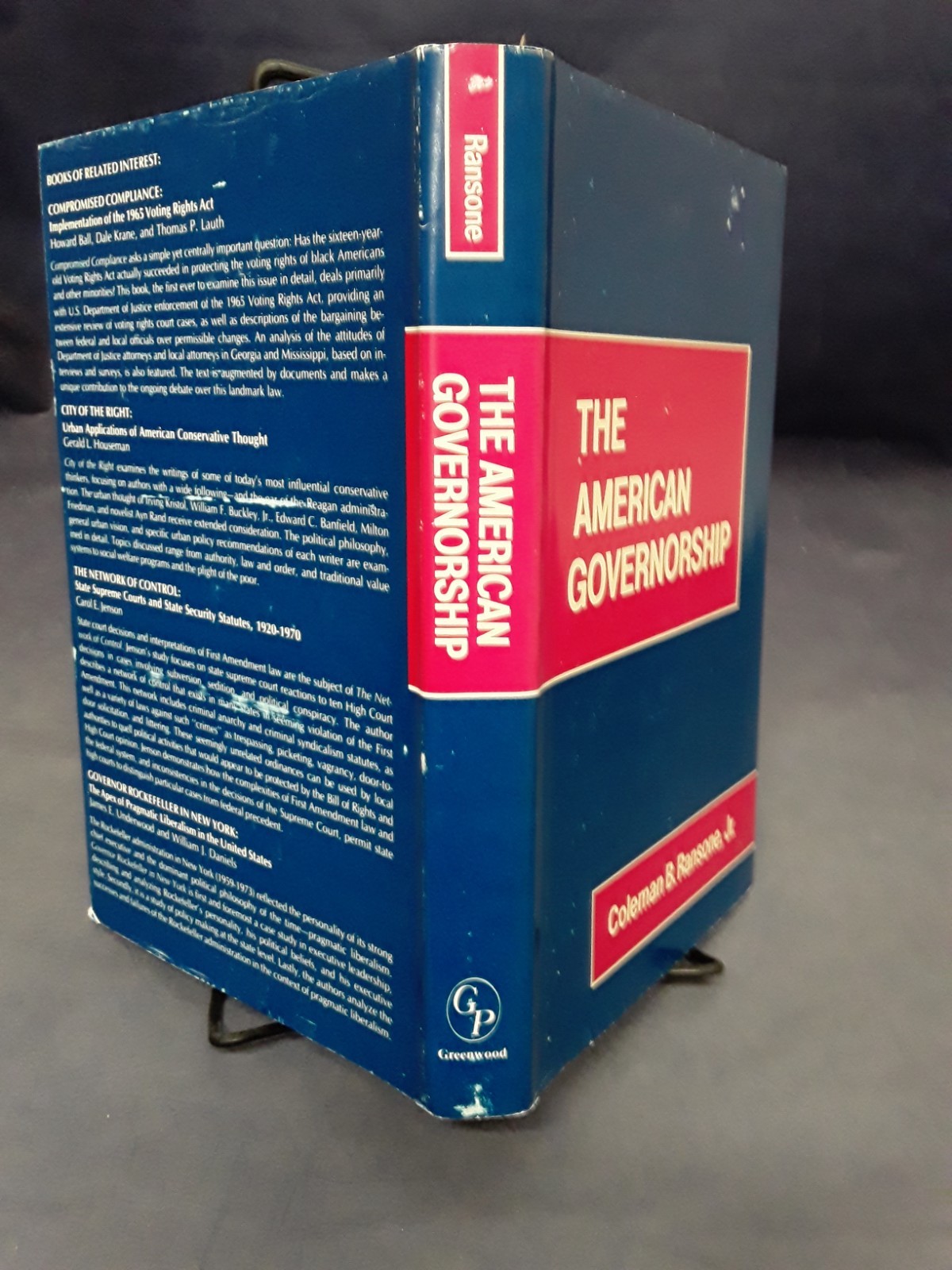 The American Governorship by Coleman B Ransone, Jr. (1982) VG HB 260624